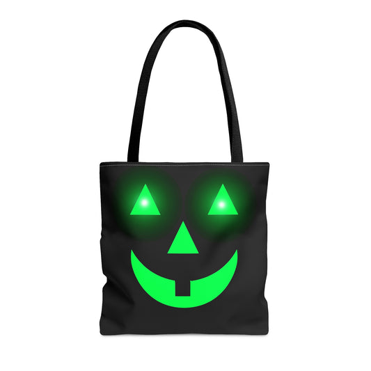 Glowing Pumpkin Face Halloween Candy Tote Bag