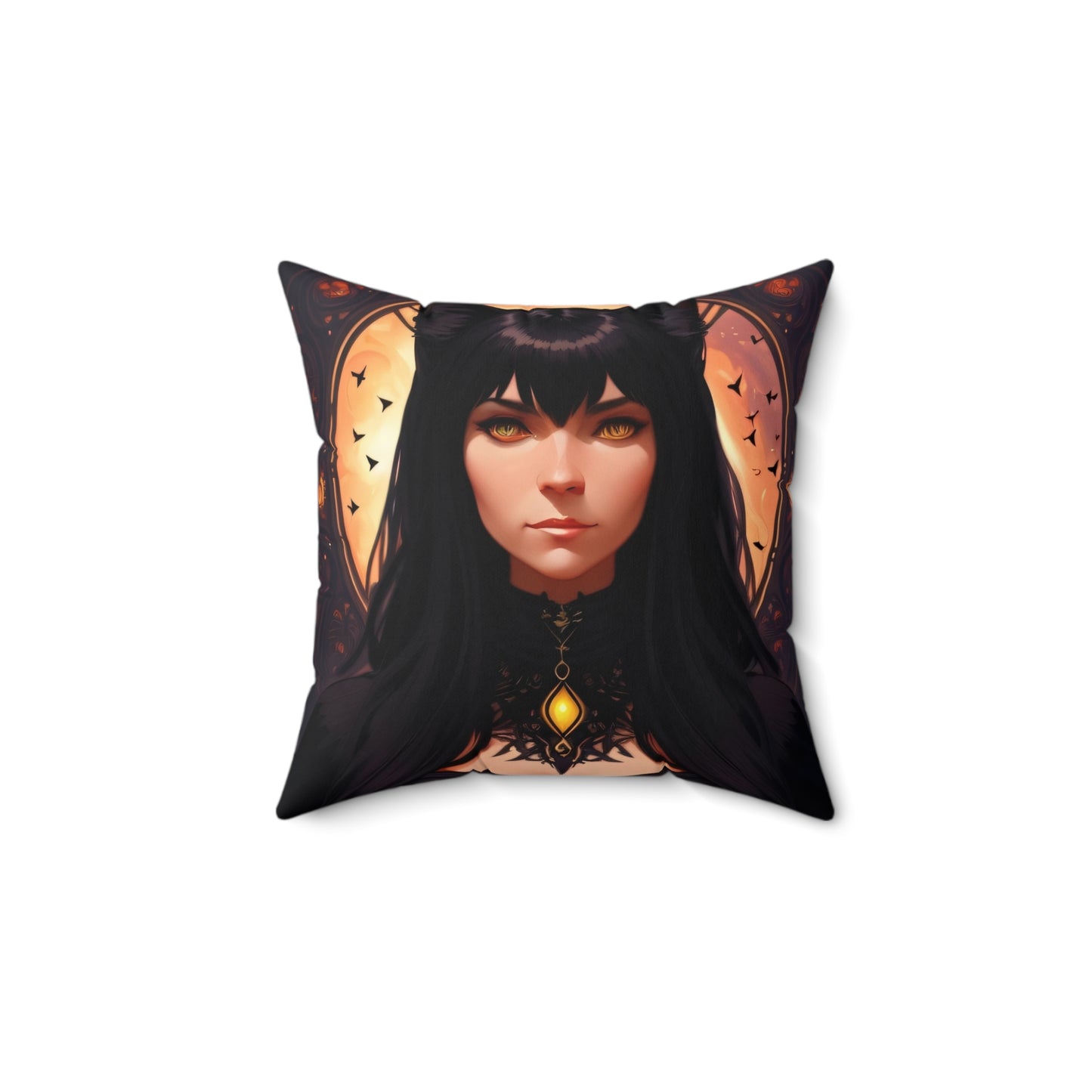 Cat Girl, Spun Polyester Square Pillow