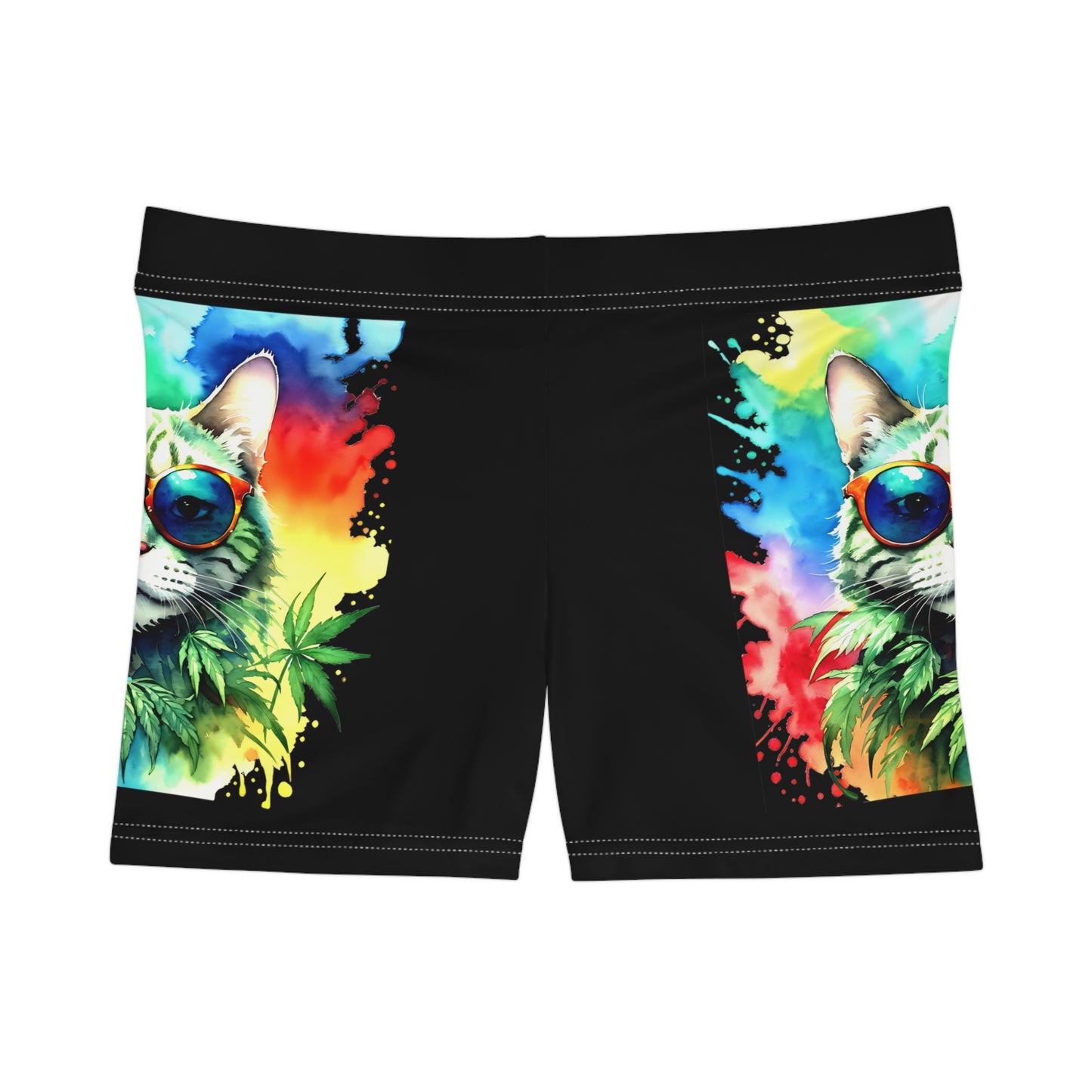 Chasing The Rainbow Cat, Summer Shorts, Womens