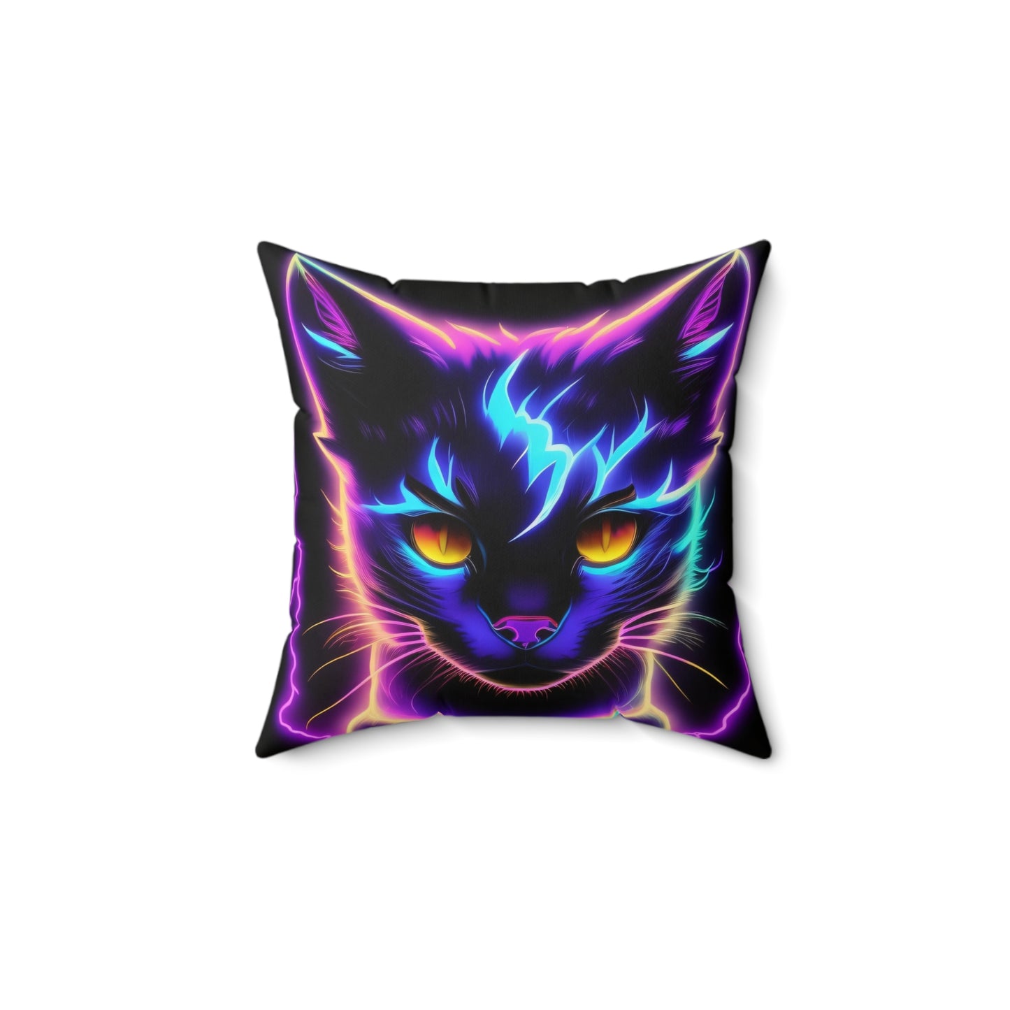 Lightning Kitten, Spun Polyester Square Pillow