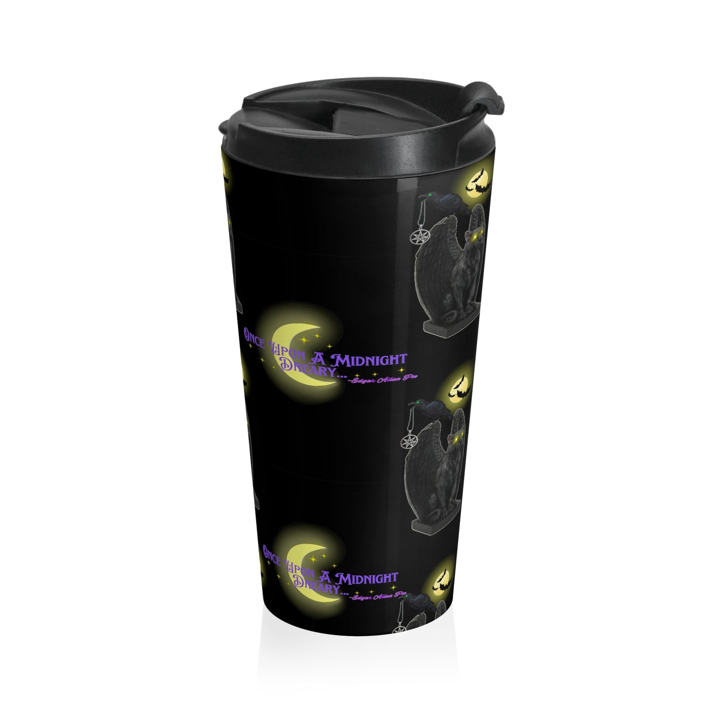 Stainless Steel "Once Upon A Midnight Dreary"  Edgar Allan Poe Halloween Travel Mug with Insert