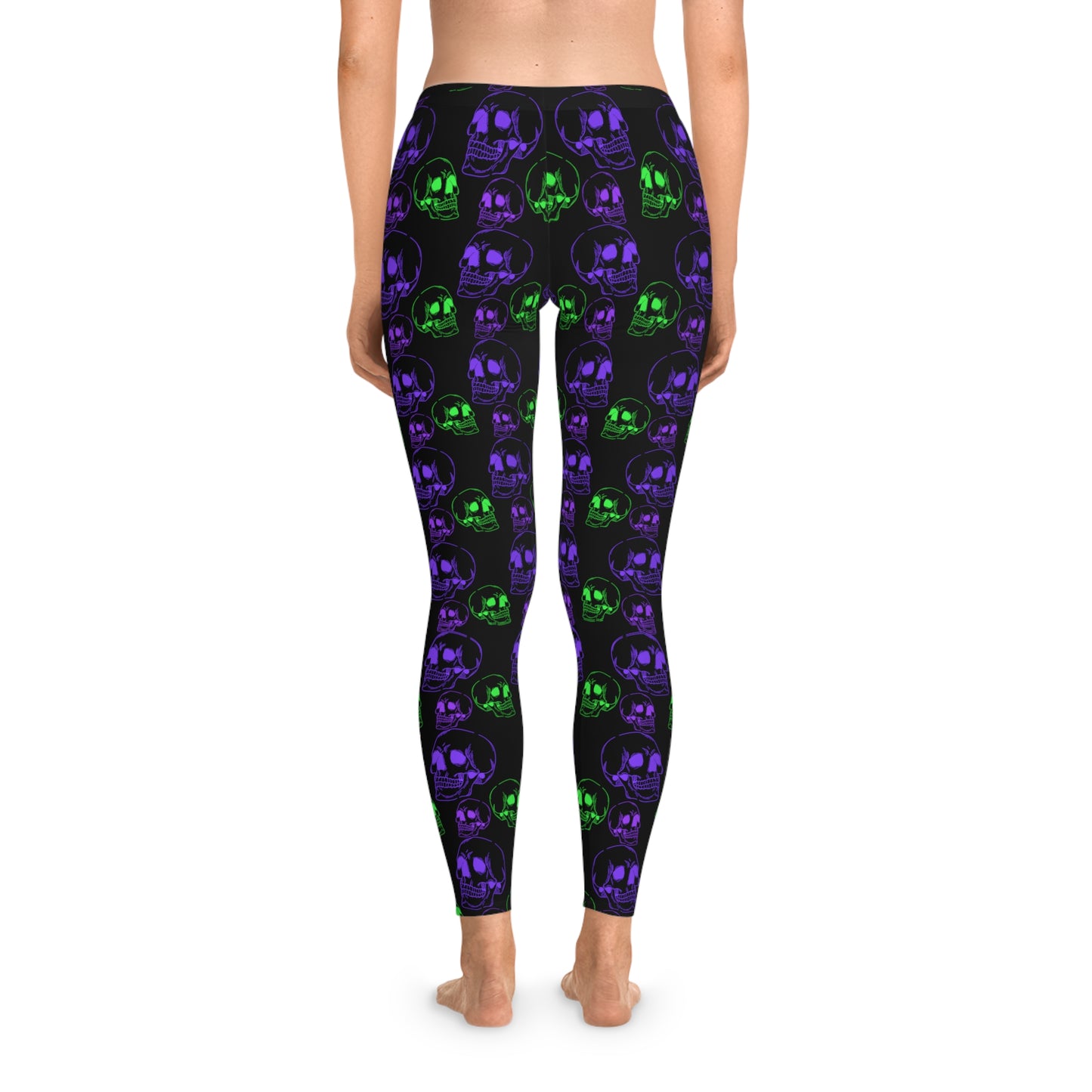 Halloween, Skulls Stretchy Leggings Black