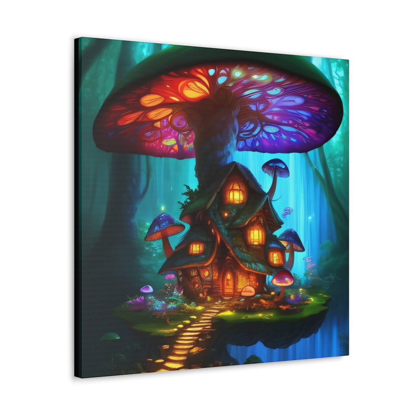 Mystic Mushroom House, Canvas Art, Canvas Print, Wall Decor, Original Art, Unique Gifts