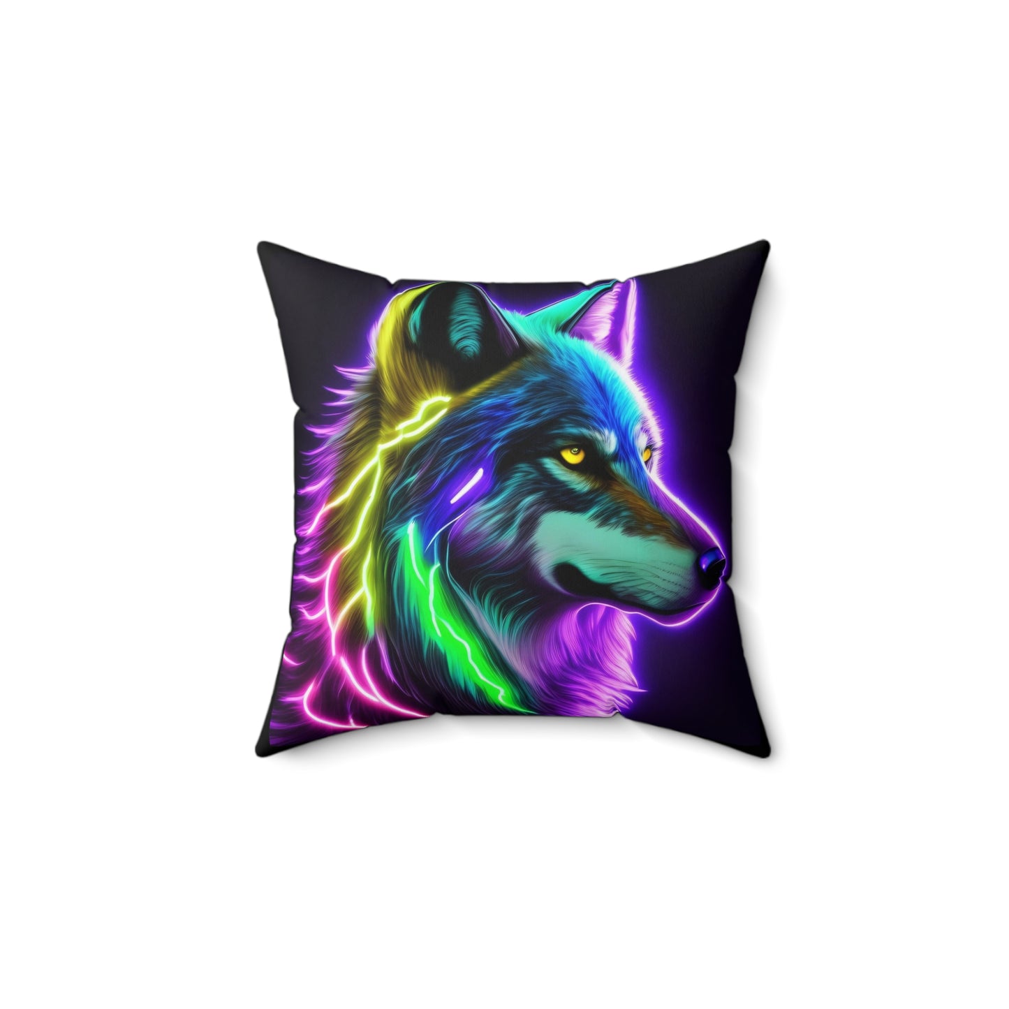 Lightning Wolf, Spun Polyester Square Pillow