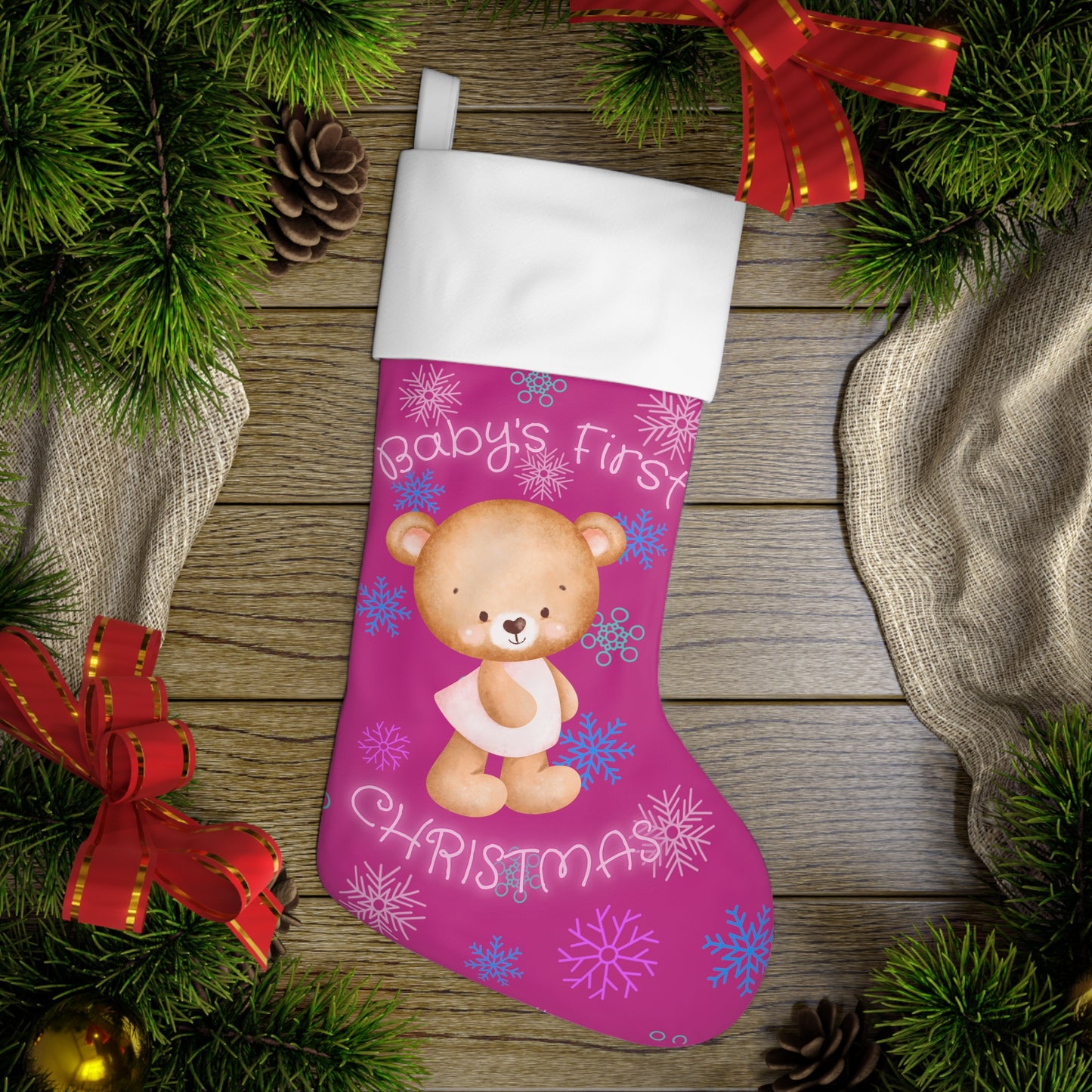 Baby's First Christmas Stocking For Girl Baby