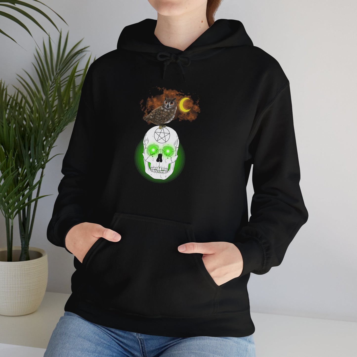 Unisex Heavy Blend™  Owl Skull Halloween Hooded Sweatshirt