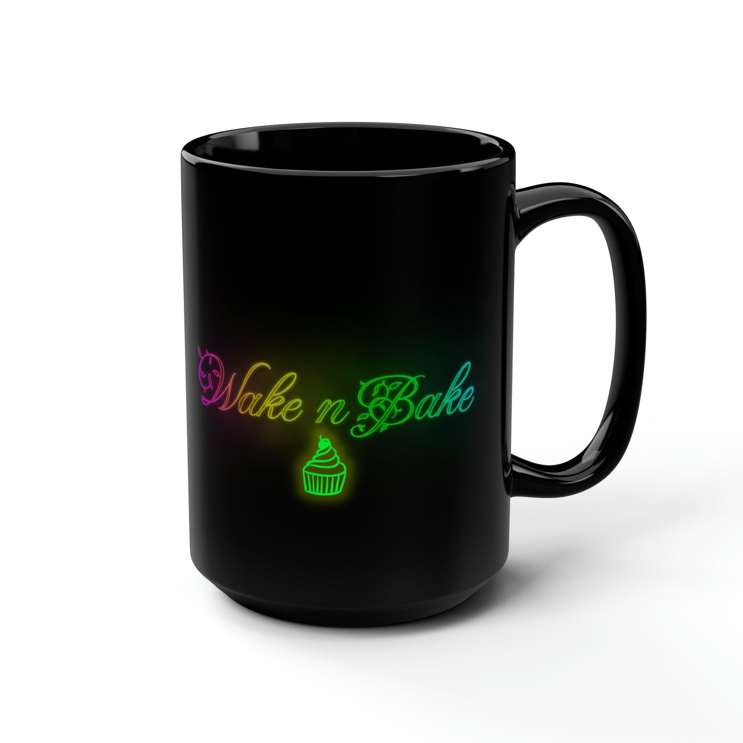 Wake N Bake, Black Mug, 15oz, 420 Gift