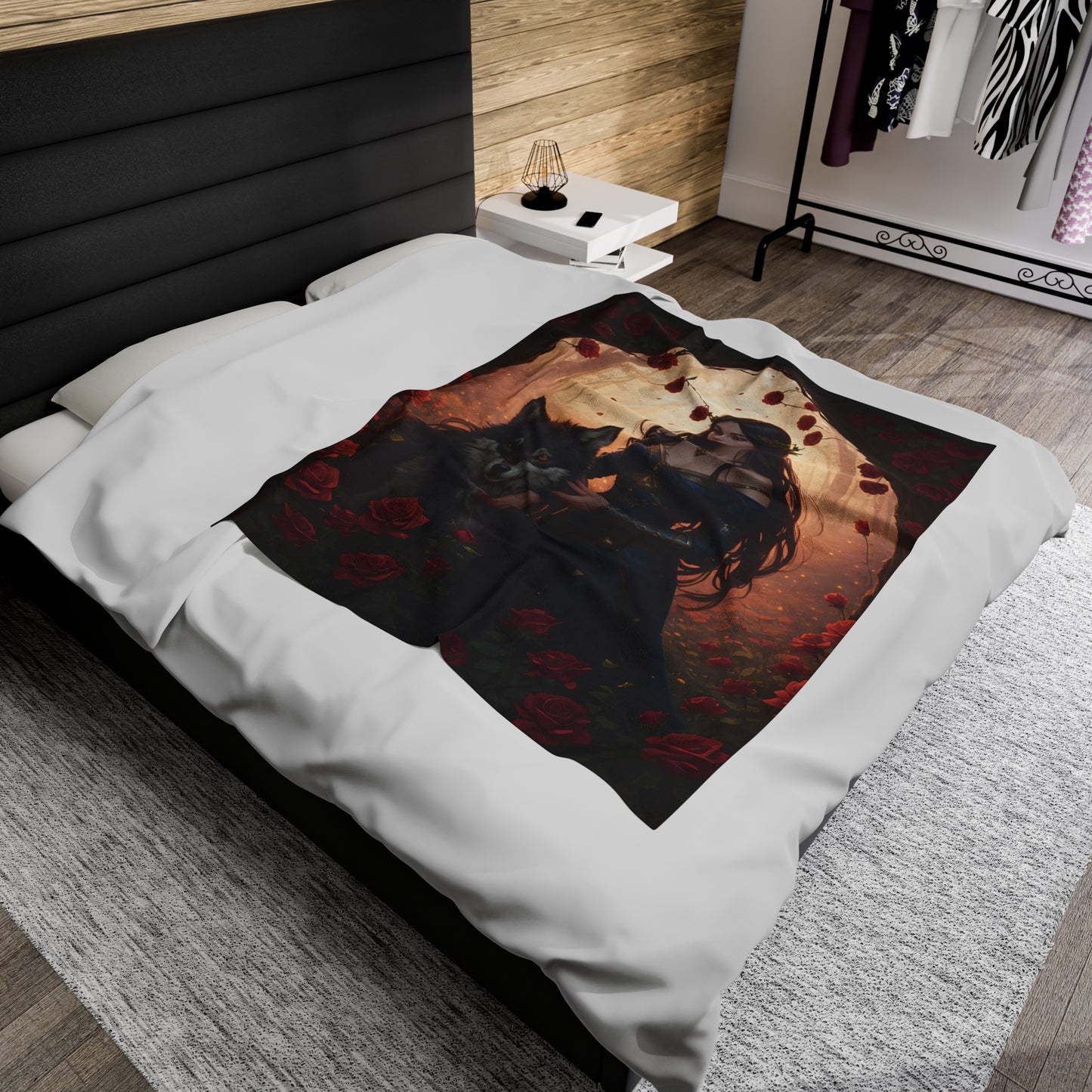 Wolf Enchantress, Plush Blanket