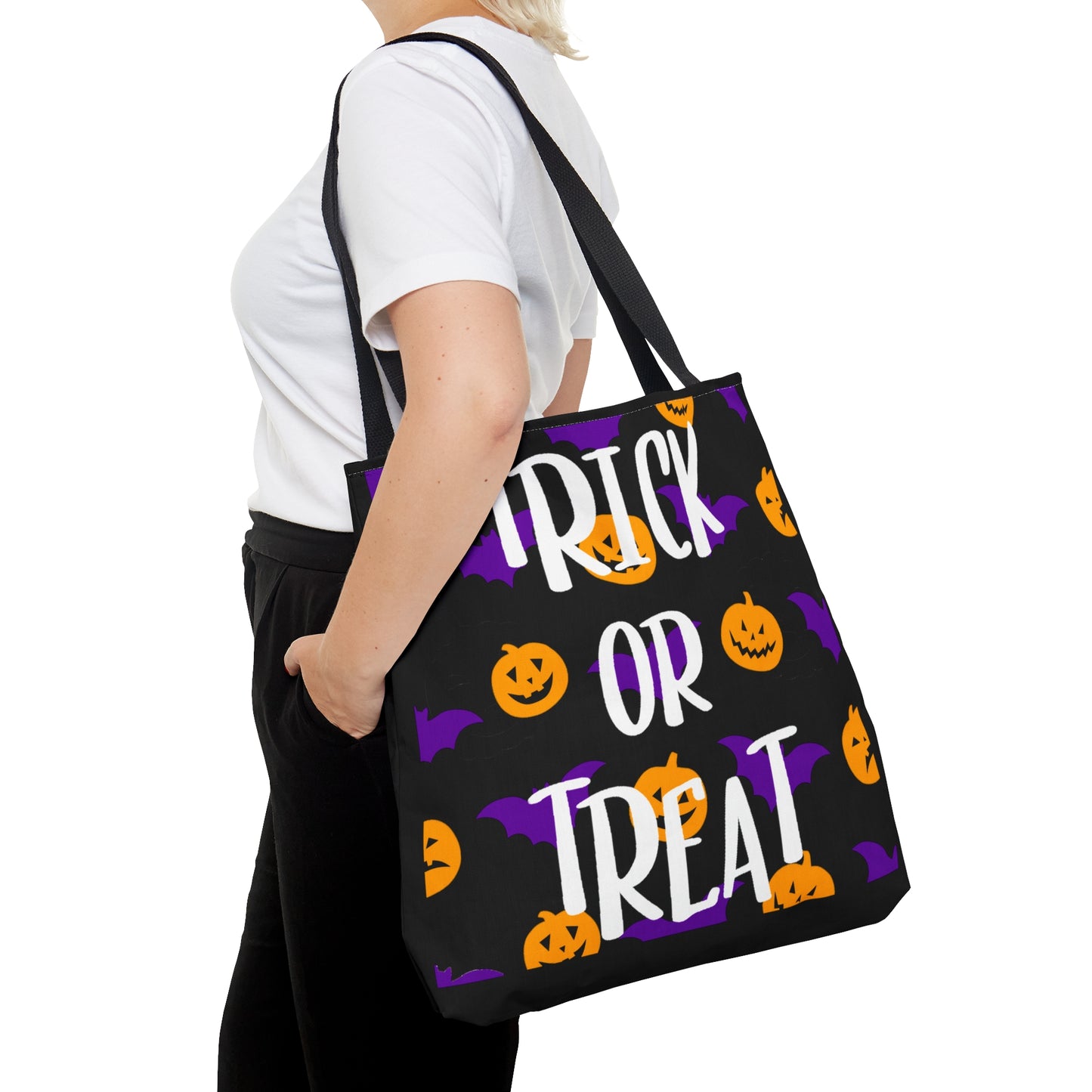 Trick Or Treat Pumpkins and Bats Halloween Candy Tote Bag