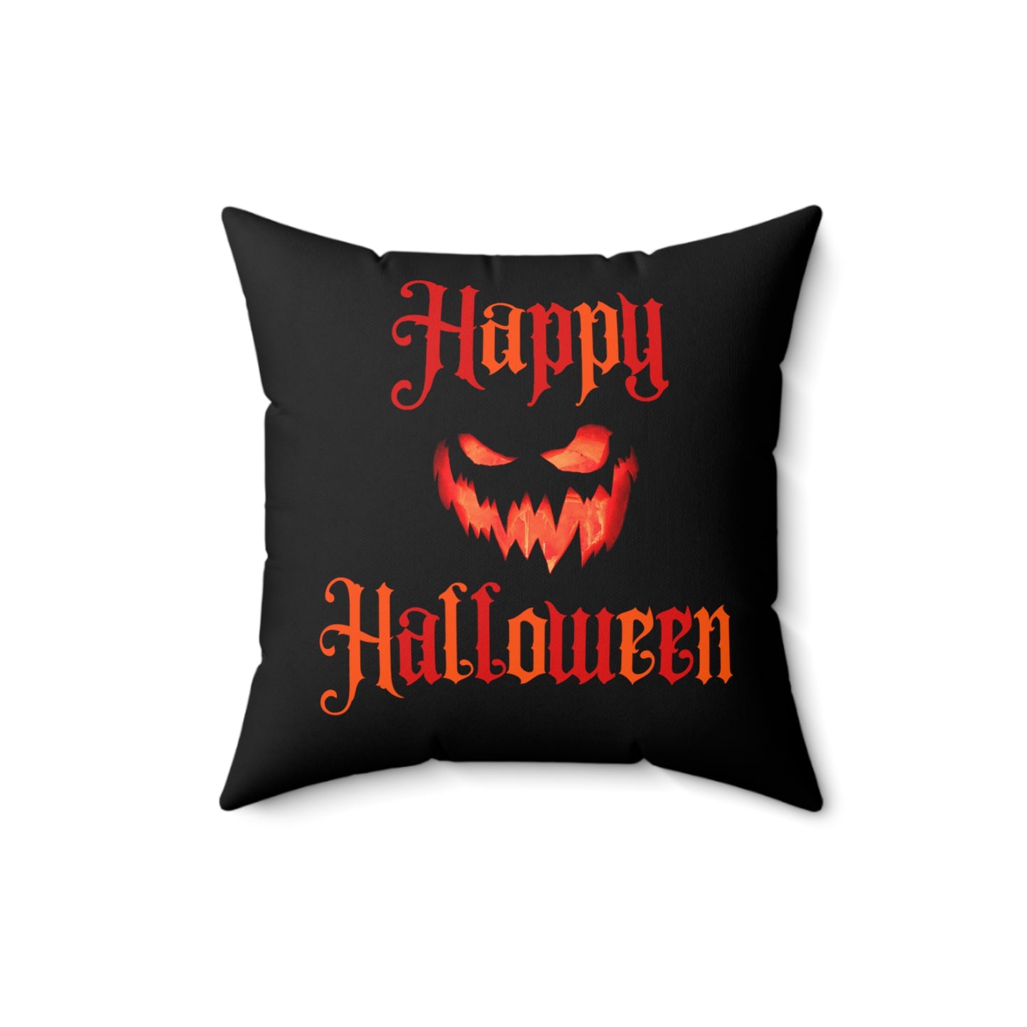 Happy Halloween Pillow Spooky Pumpkin Spun Polyester Square Pillow