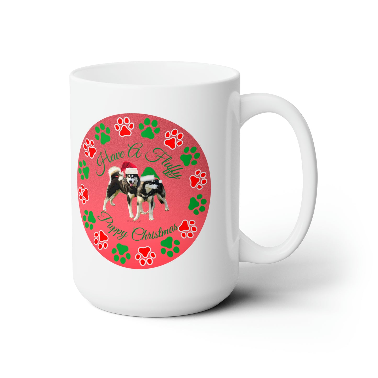 A fluffy Puppy Christmas Ceramic Mug 15oz