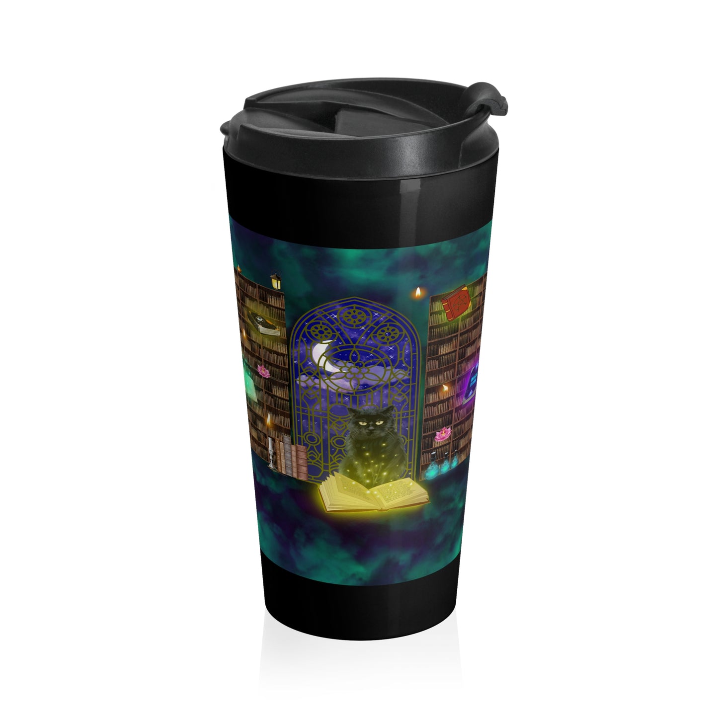 Mystic Cat Halloween Travel Mug with Insert