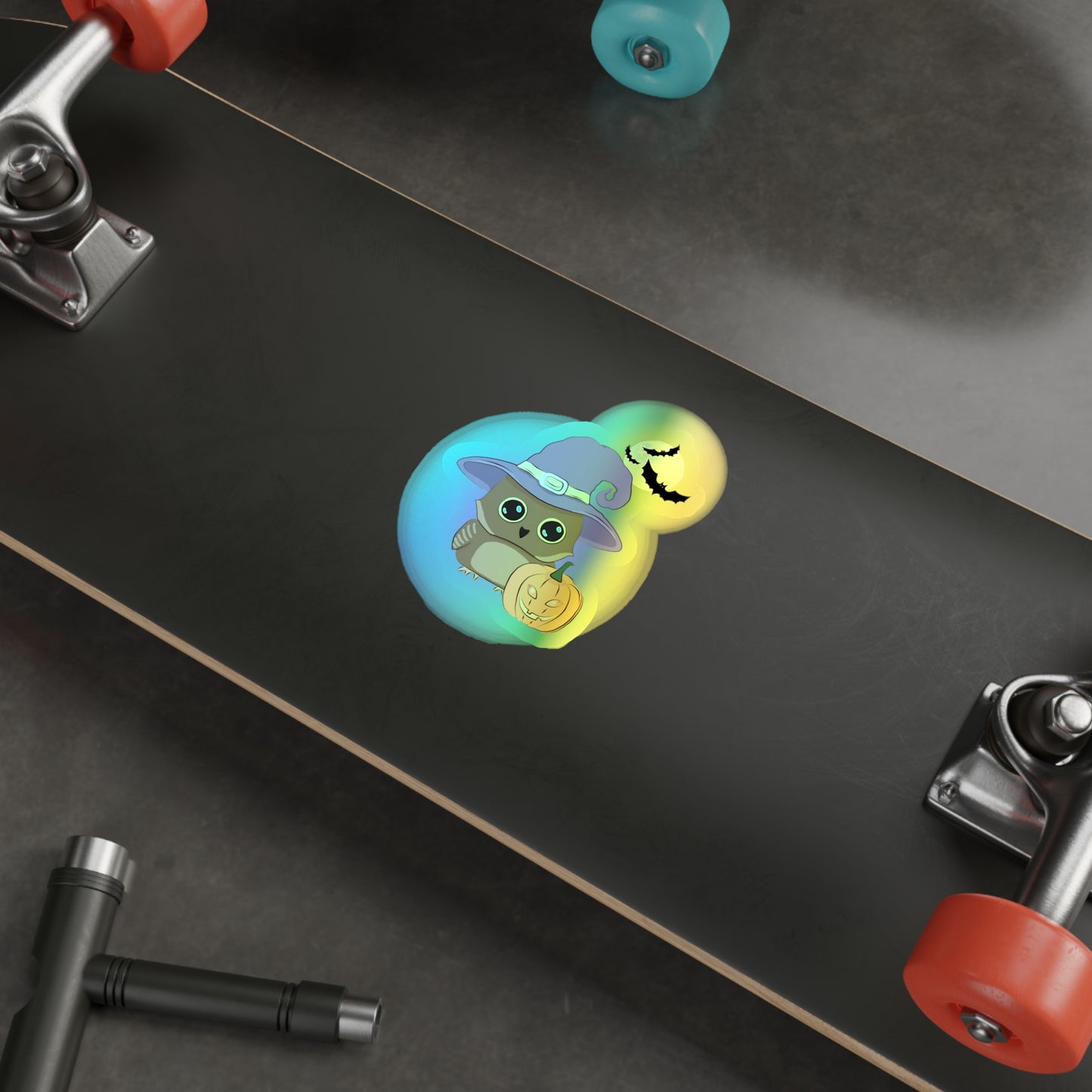 Halloween Rainbow Holographic Die-cut Vinyl Stickers Cute Witchy Owl