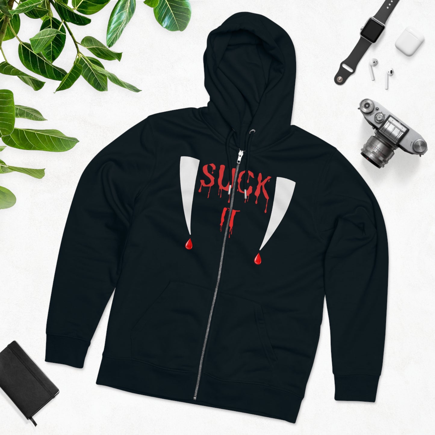 Men's Suck It Vampire Fangs Halloween Zip Up Hoodie