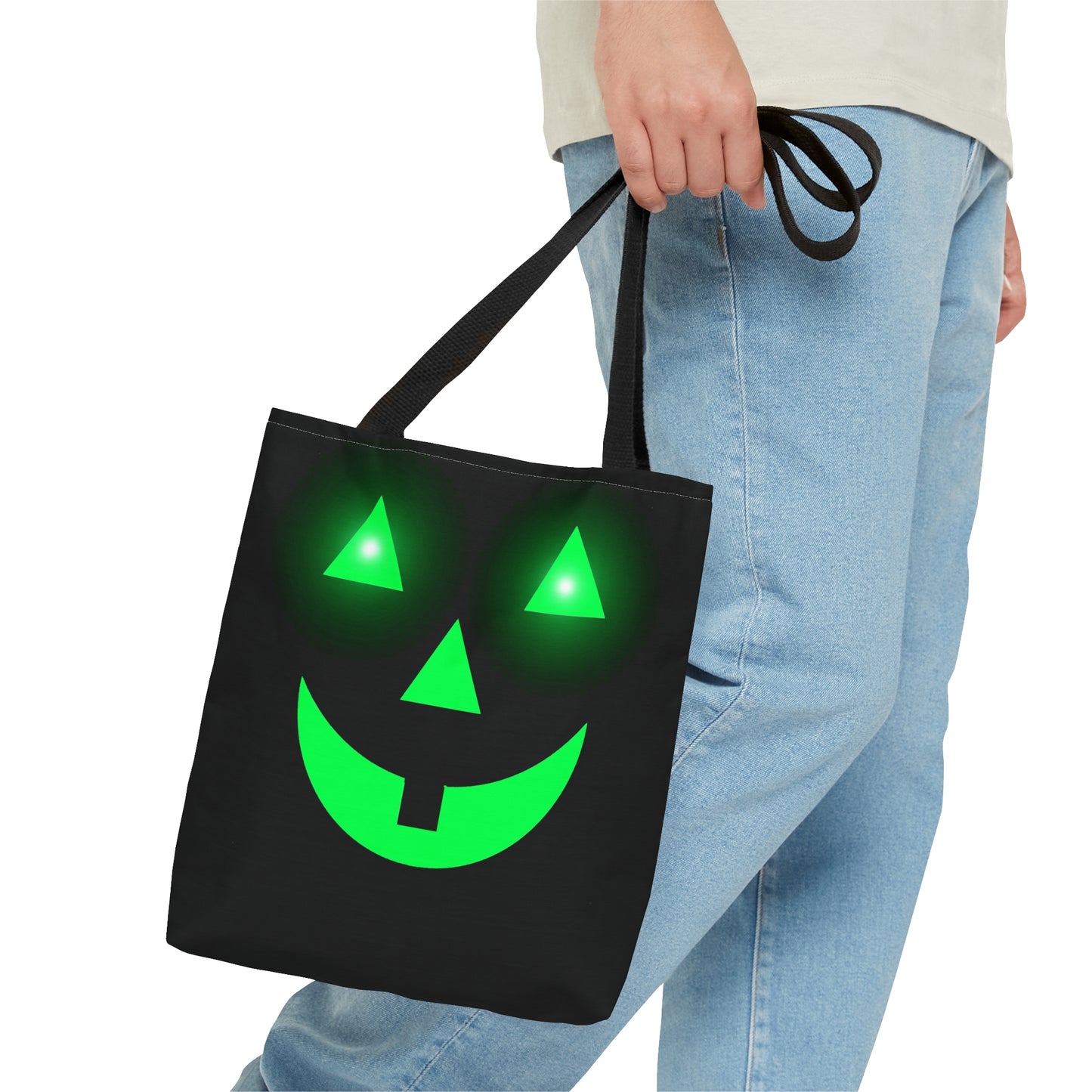 Glowing Pumpkin Face Halloween Candy Tote Bag