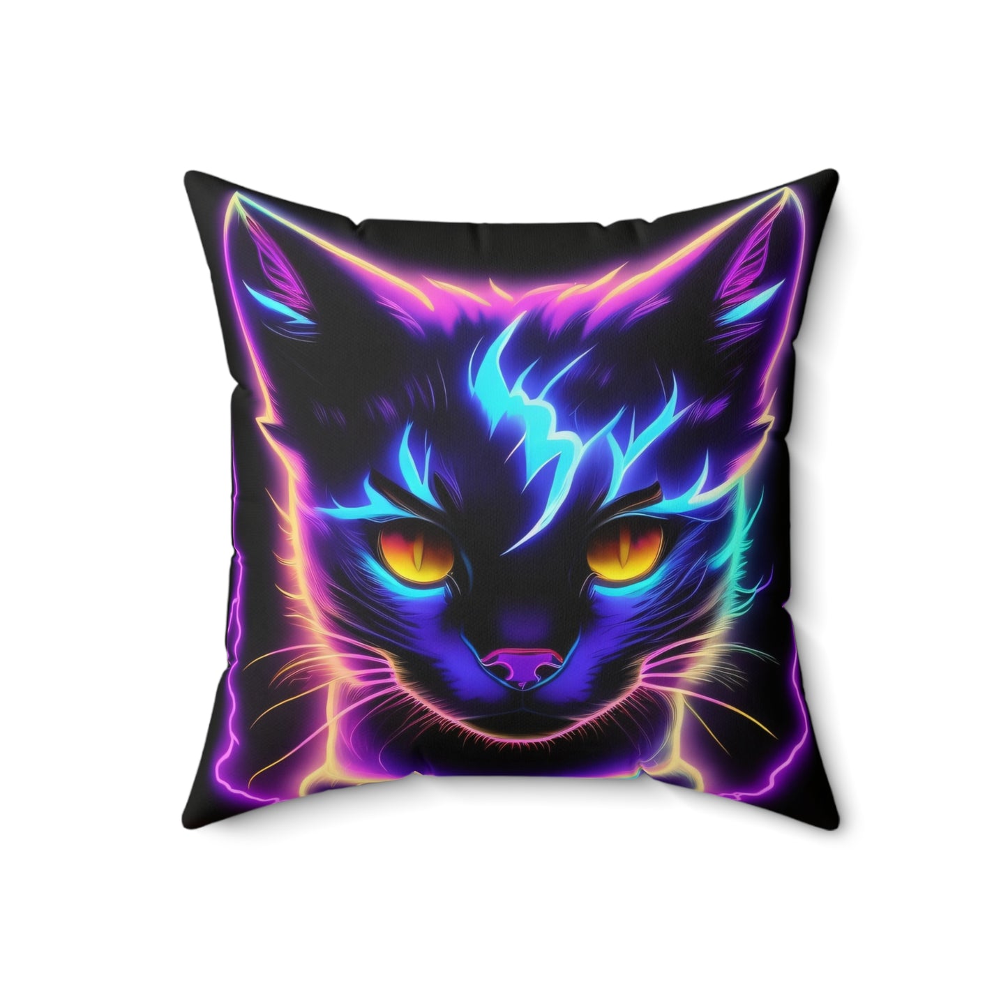 Lightning Kitten, Spun Polyester Square Pillow