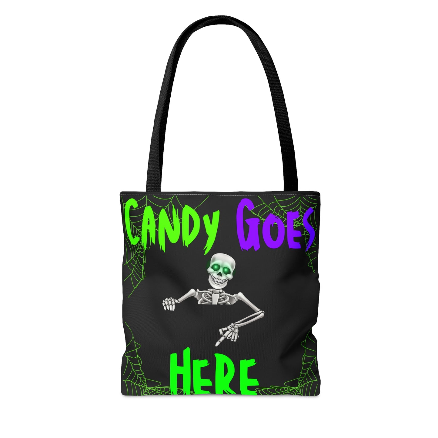 Candy Goes Here, Skeleton Halloween candy Tote Bag