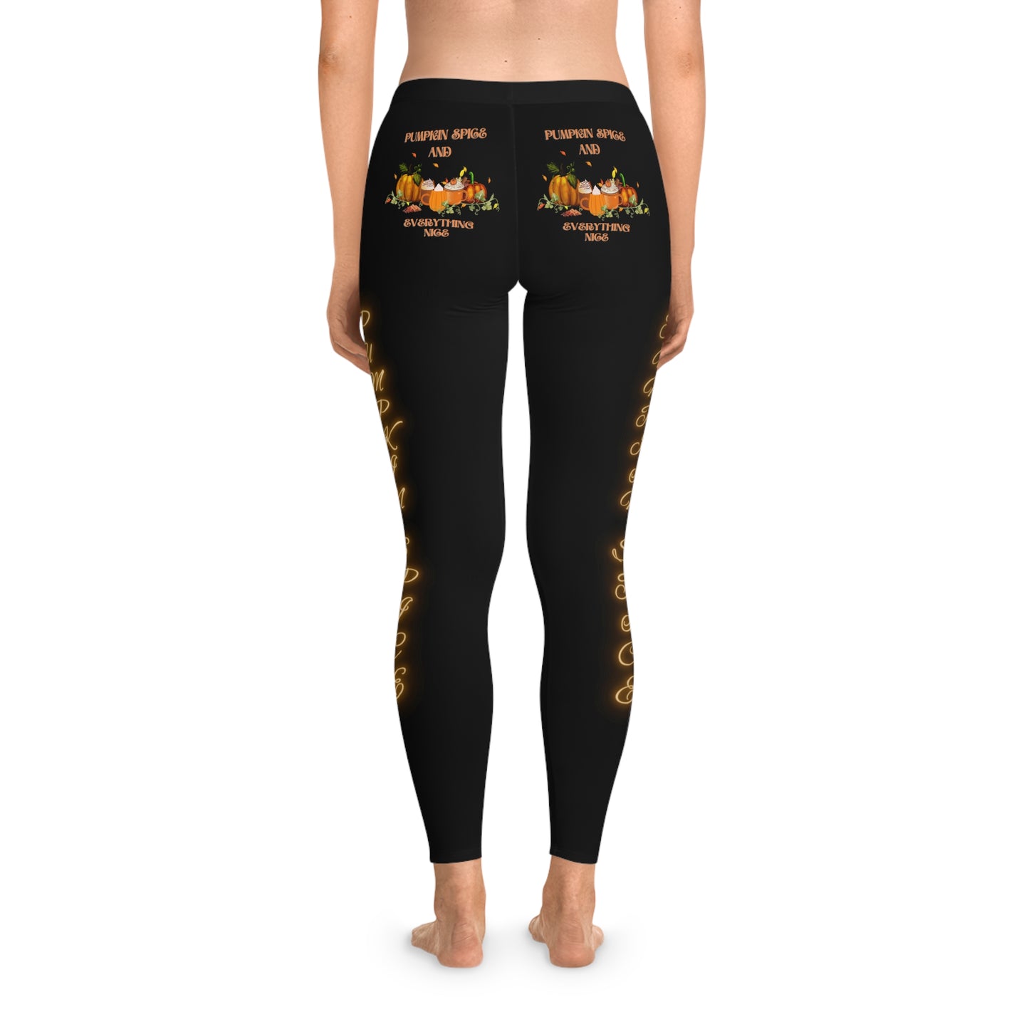 Pumpkin Spice Stretchy Fall Leggings Black