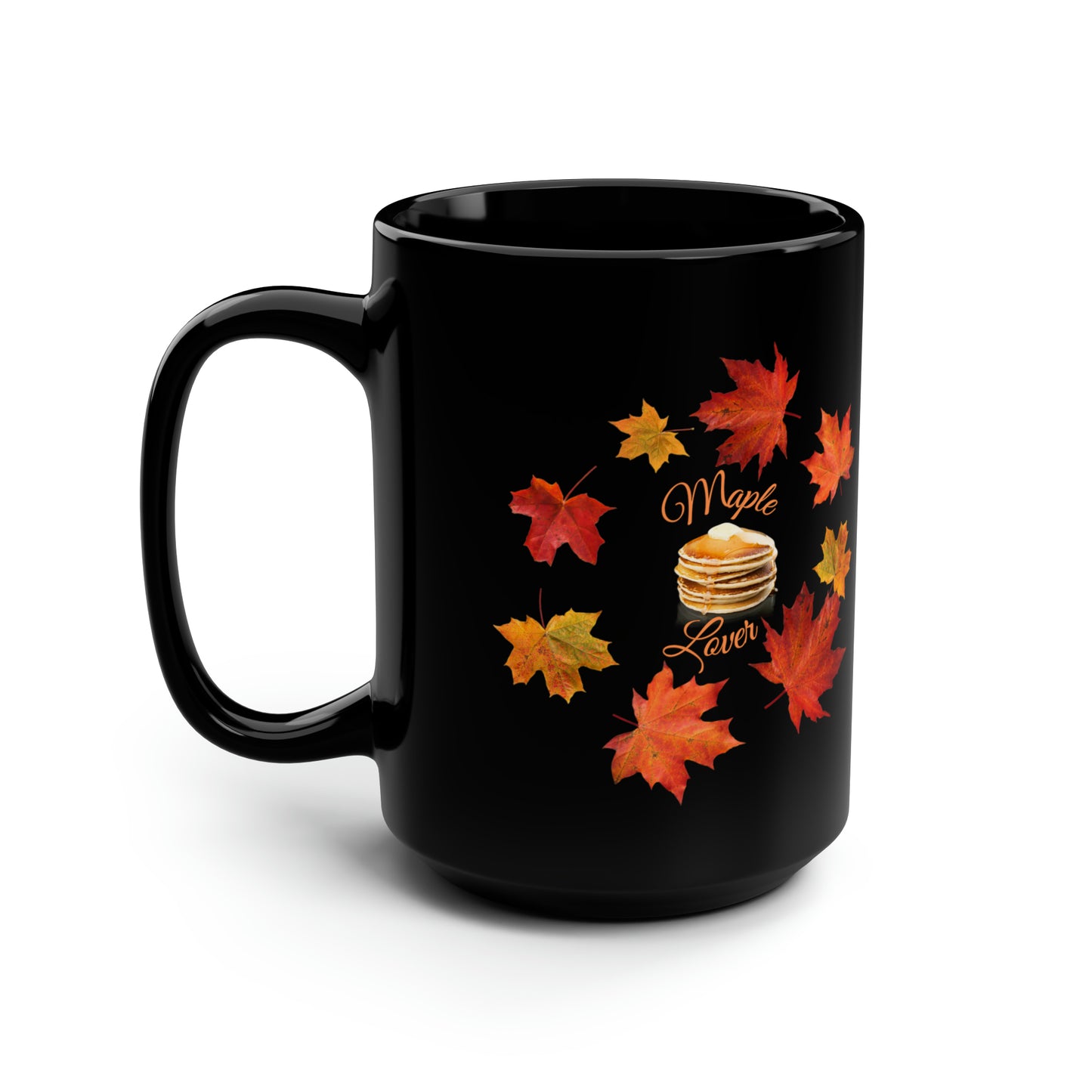 Maple Lover Fall Black Mug, 15oz