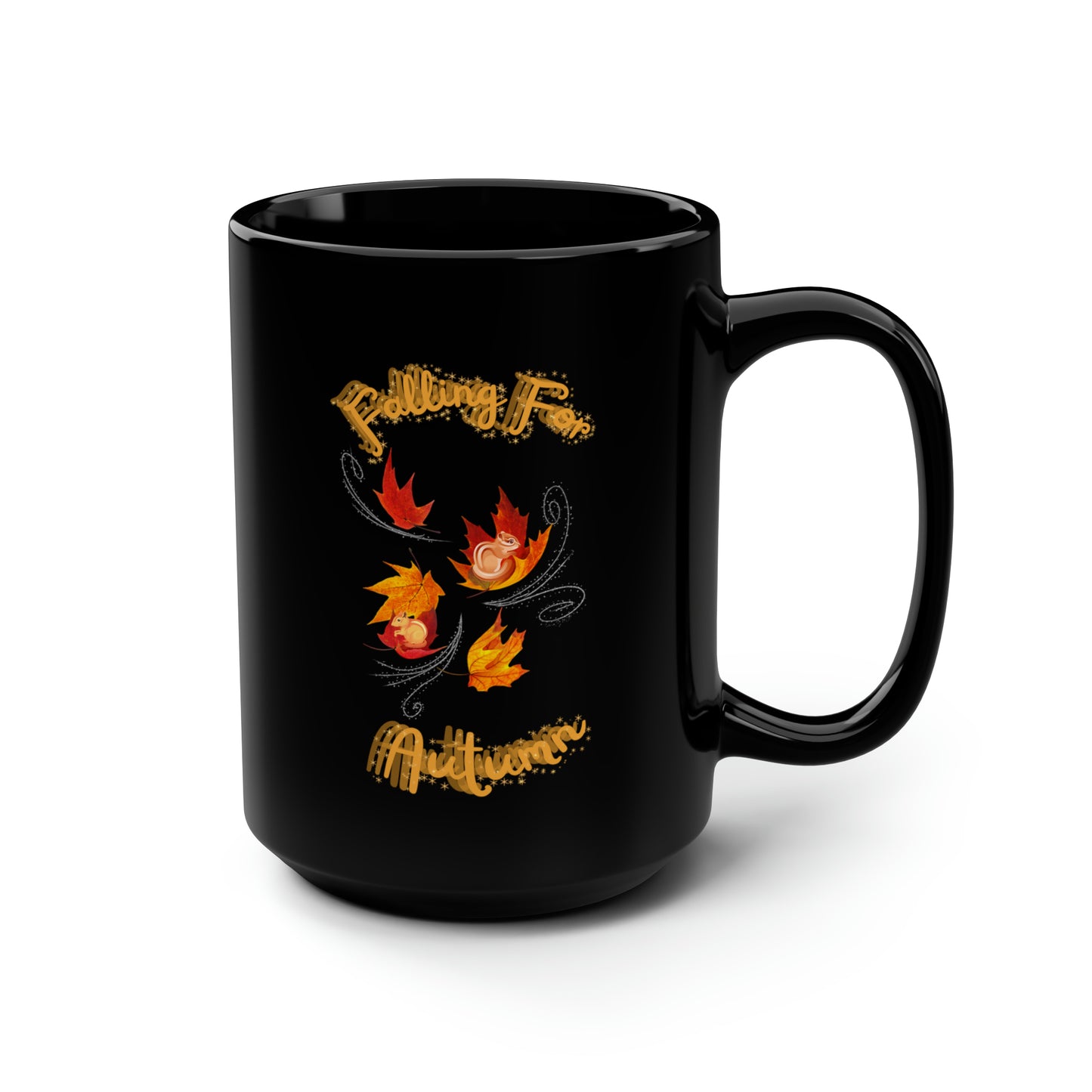 Falling For Autumn Black Mug, 15oz