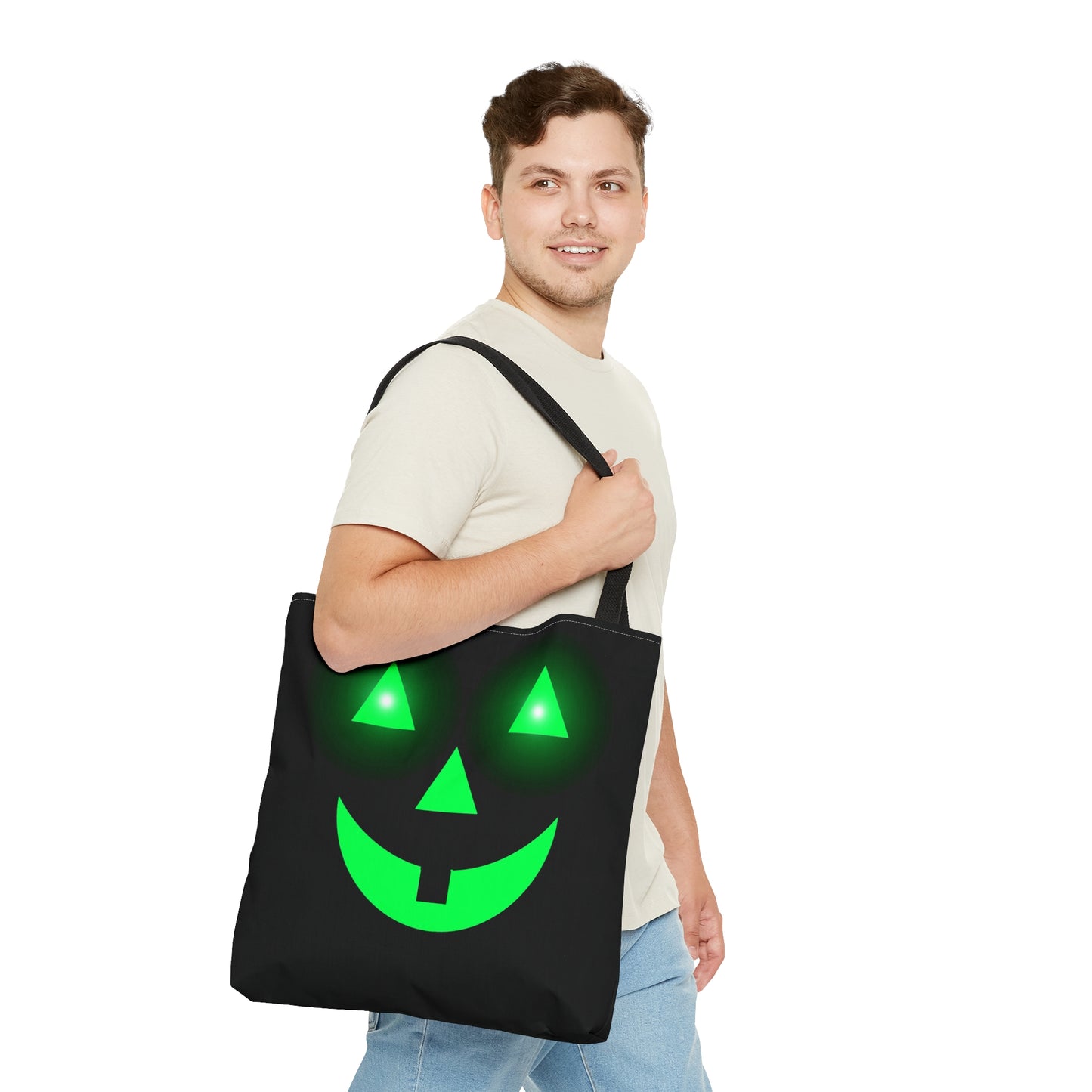 Glowing Pumpkin Face Halloween Candy Tote Bag