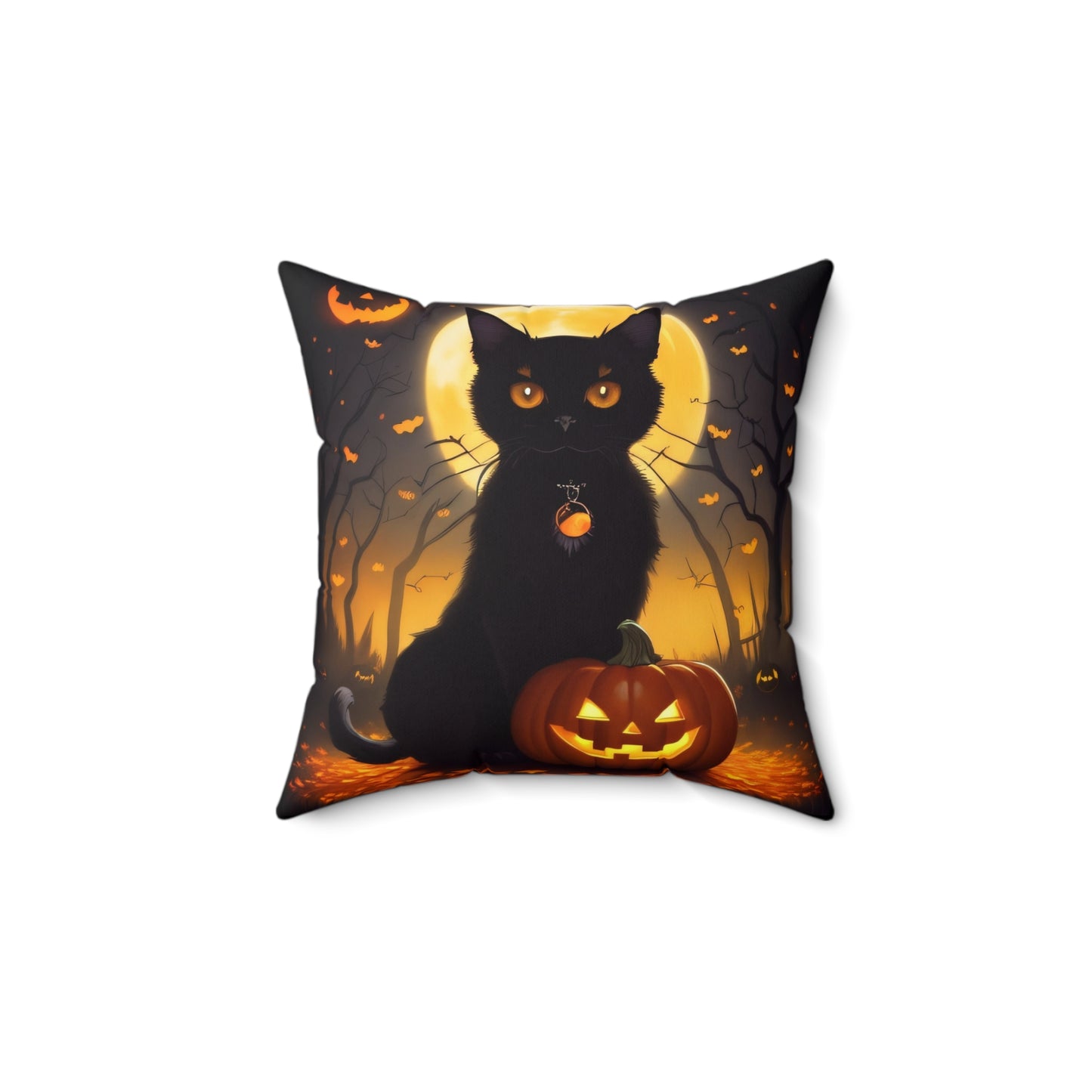 Haunted Forest Halloween Spun Polyester Square Pillow