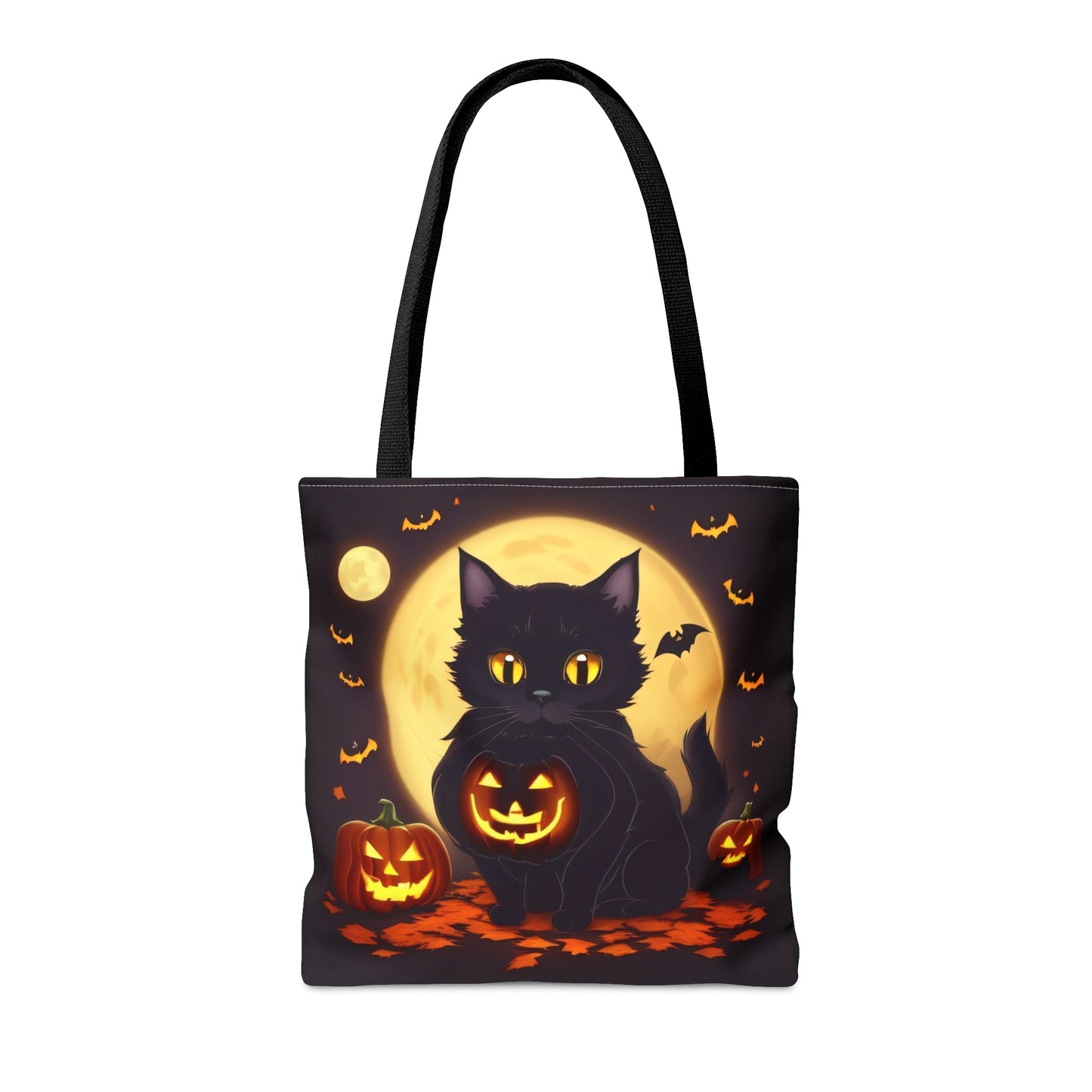 Eerie Night Black Cat Halloween Candy Tote Bag