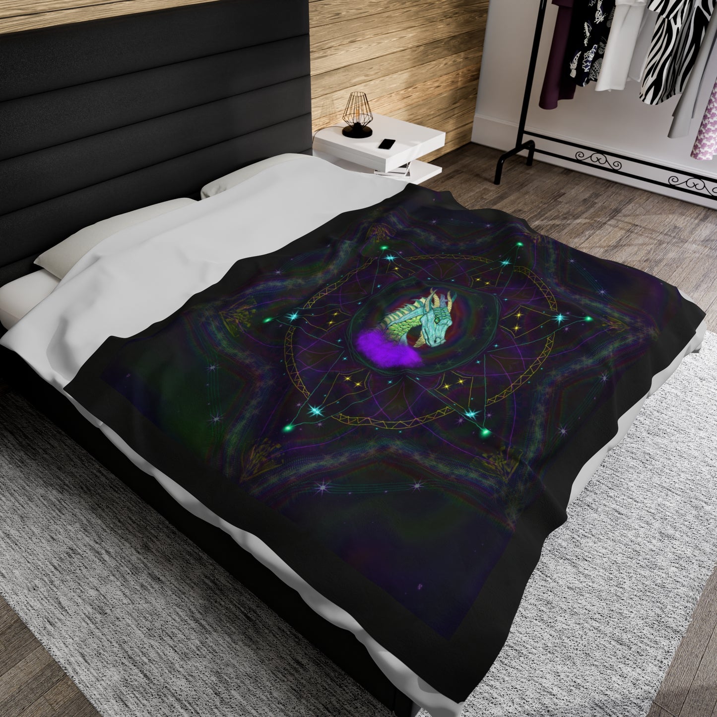 Mystic Dragon Mandala Giant Velveteen Plush Blanket