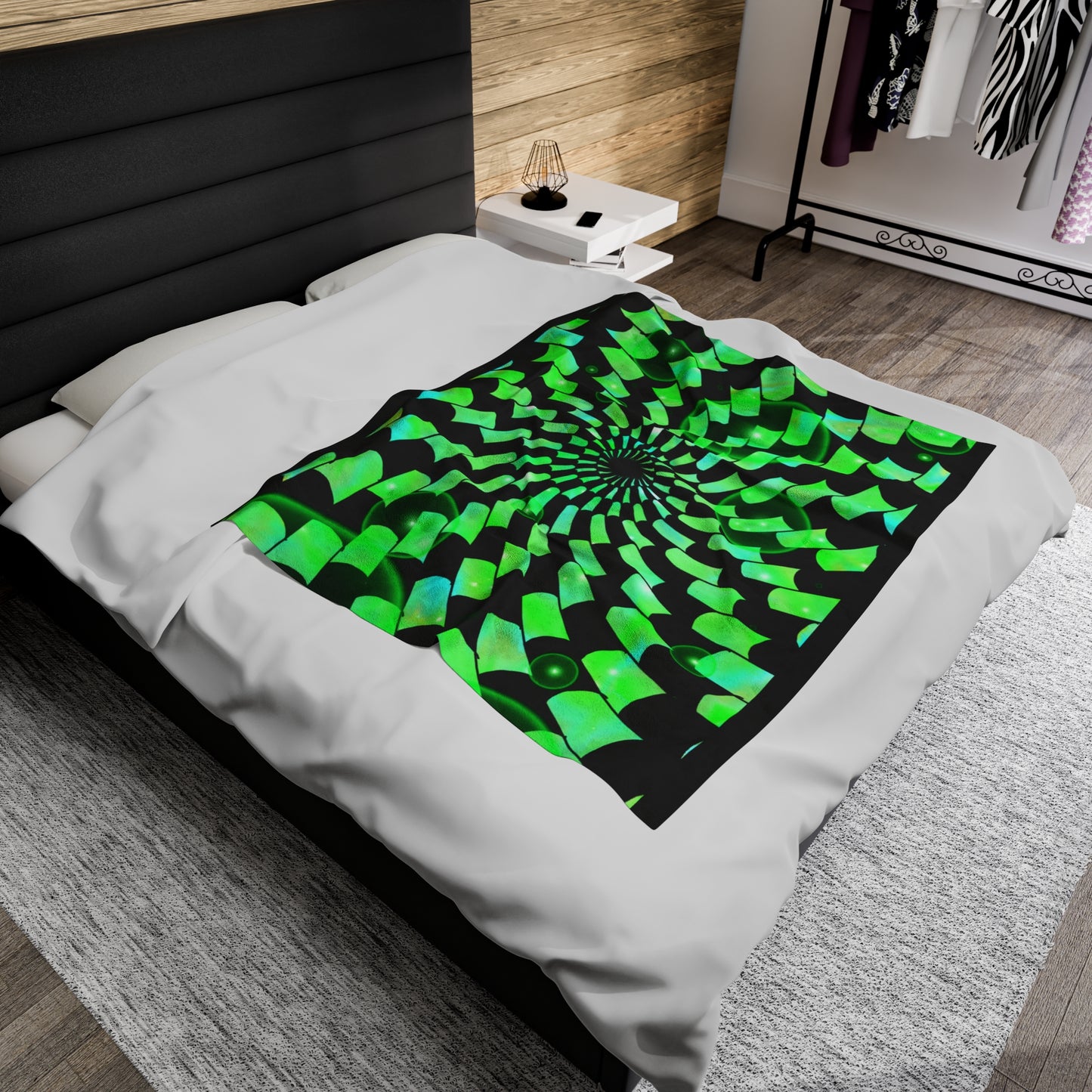 Emerald Vortex Velveteen Plush Blanket