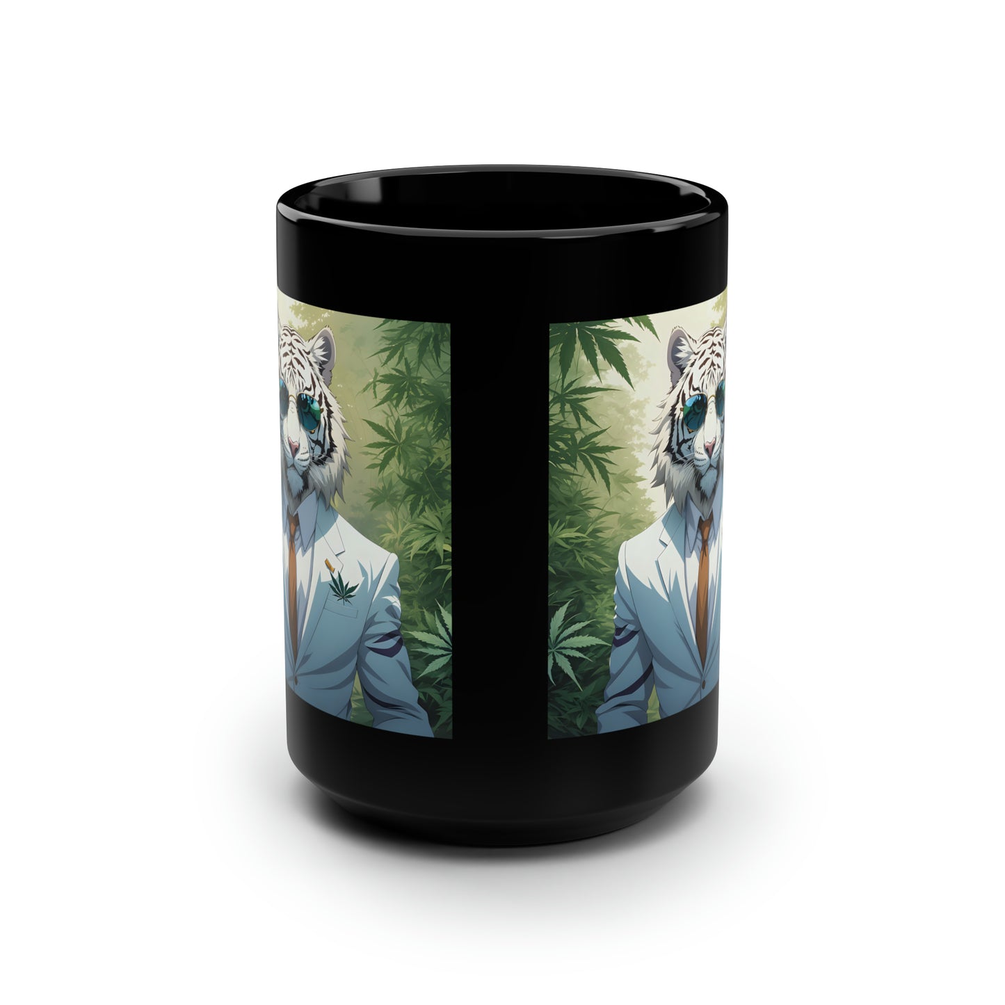 White Tiger, Black Mug, 15oz, 420 Gift