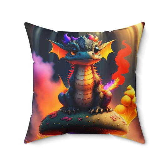 Baby Fire Dragon, Spun Polyester Square Pillow