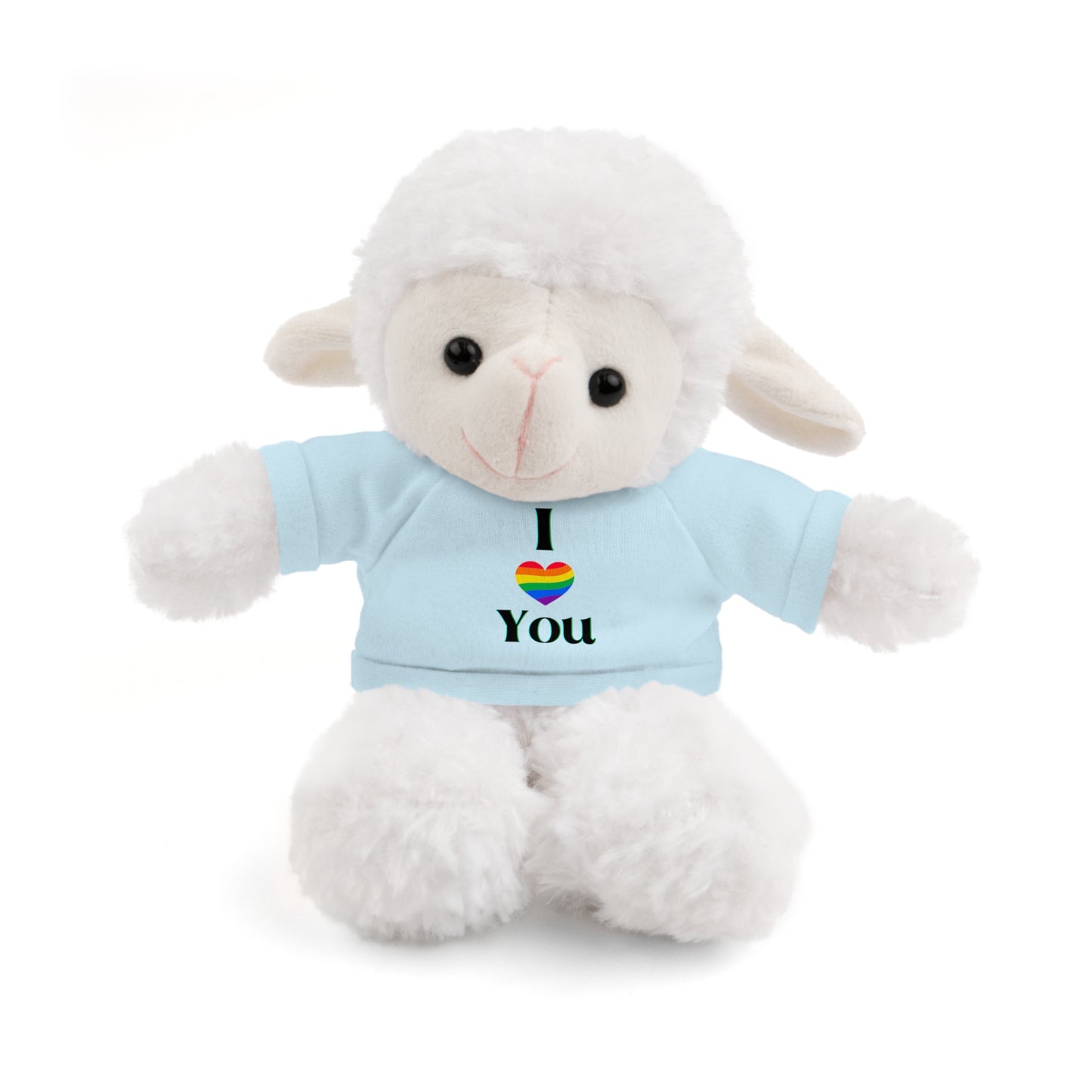 I Heart You Kids Cute Stuffed Animals with Tee; Panda, Sheep, Bunny, Lion, Jaguar, Teddy Bear