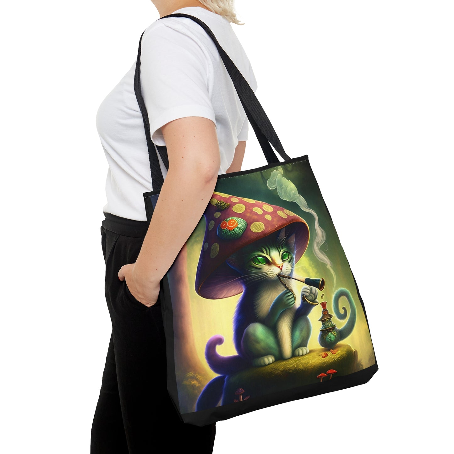 Fae Mushroom Cat,Tote Bag