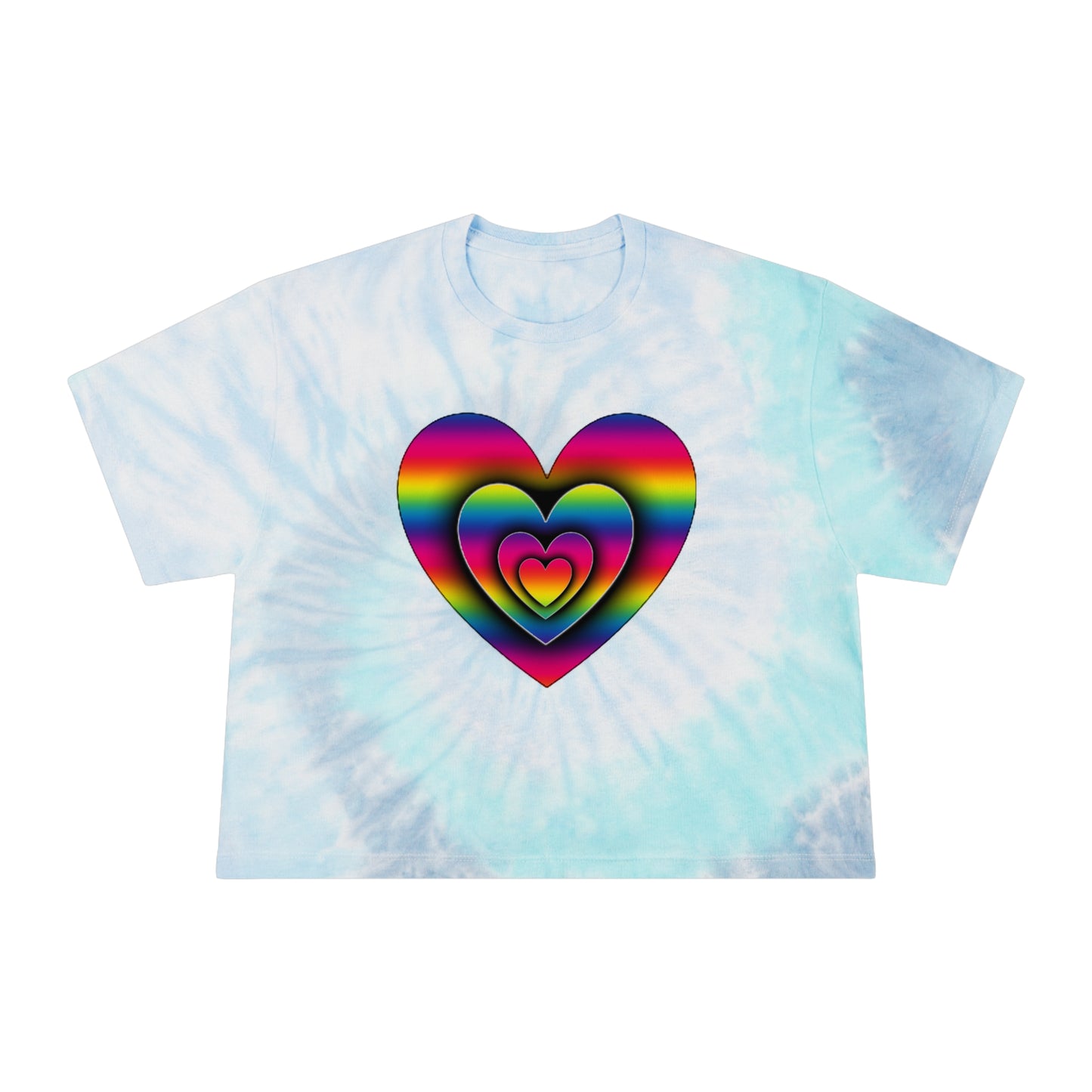 3D PRIDE Heart Women's Tie-Dye Crop Tee