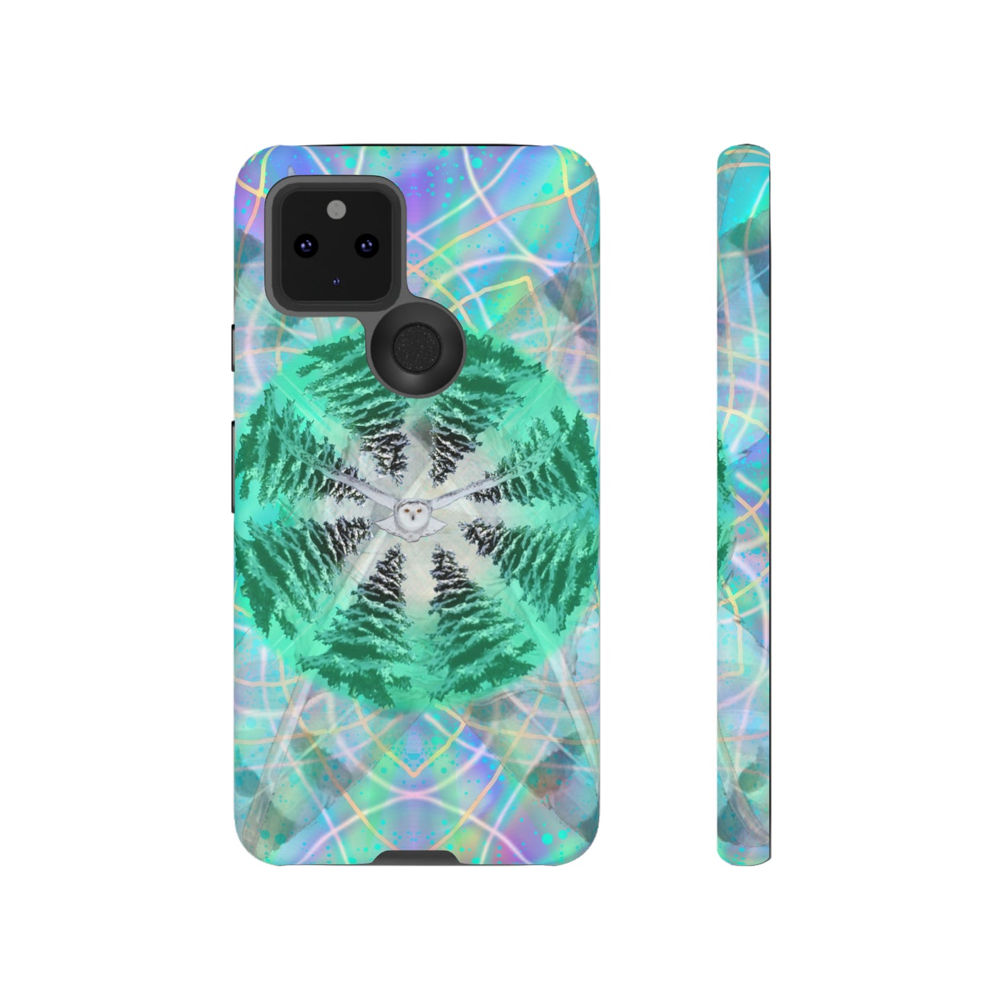Mystic Pines Snowy Owl Protective Phone Case, Samsung, iPhone, Pixel, all sizes