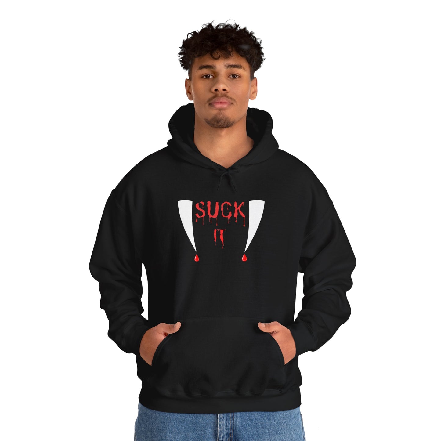 Suck It Vampire Fangs Halloween Hoodie Unisex Heavy Blend" Hooded Sweatshirt