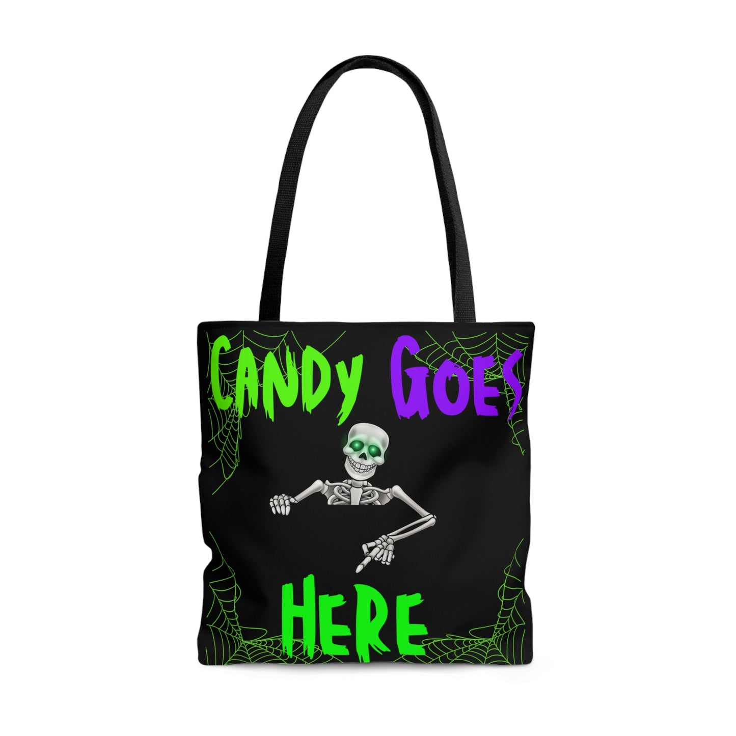 Candy Goes Here, Skeleton Halloween candy Tote Bag