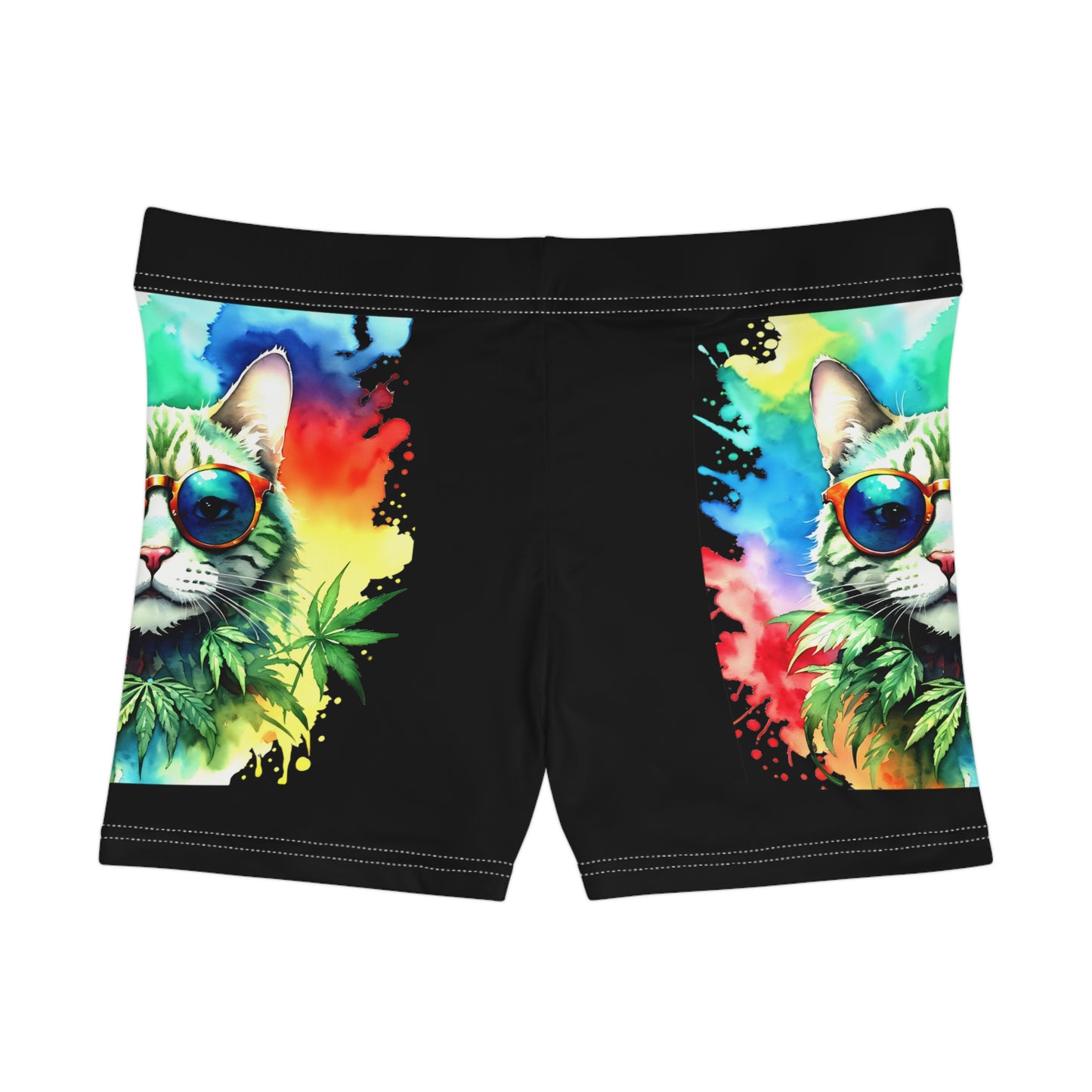 Chasing The Rainbow Cat, Summer Shorts, Womens