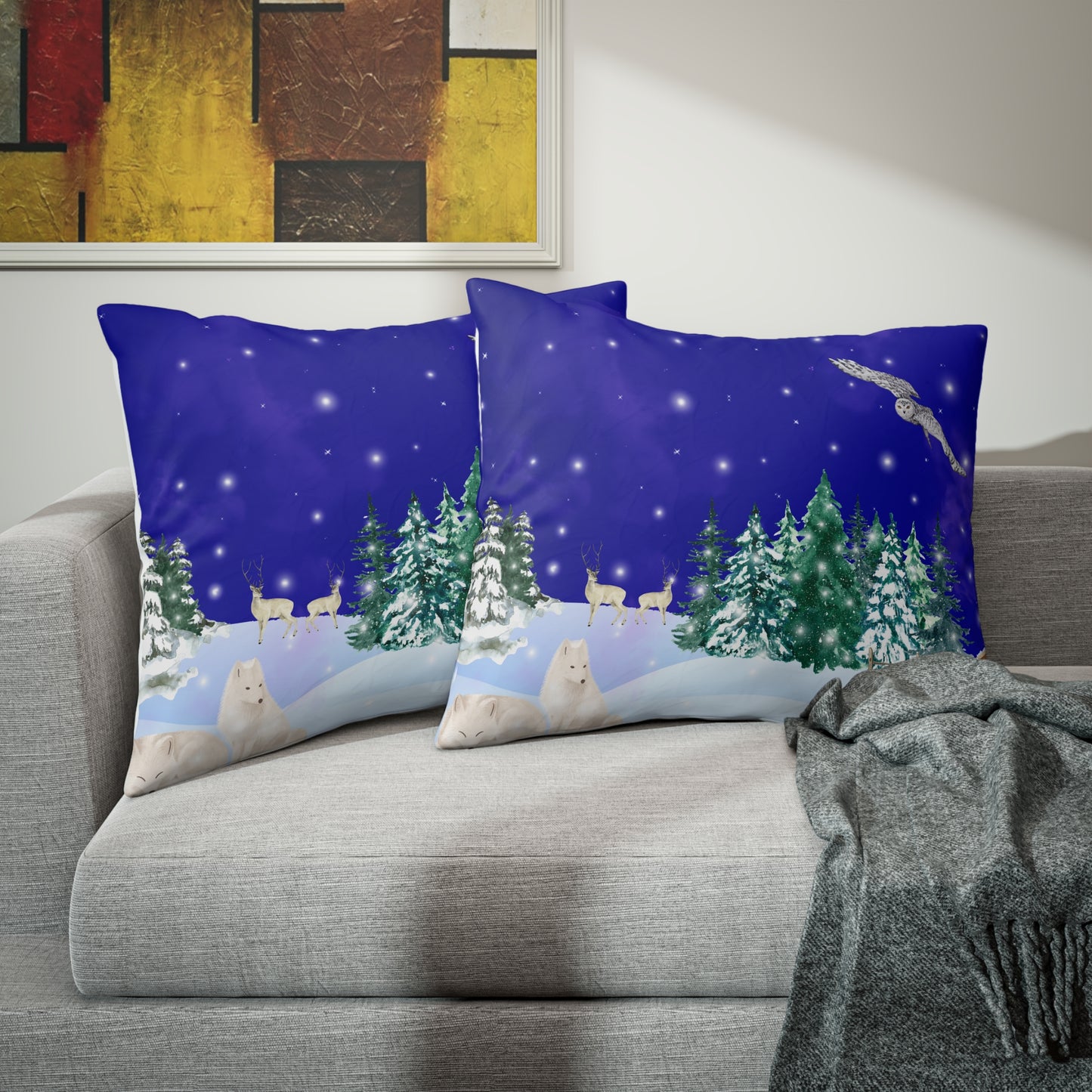 Snowy Christmas Night Pillow case