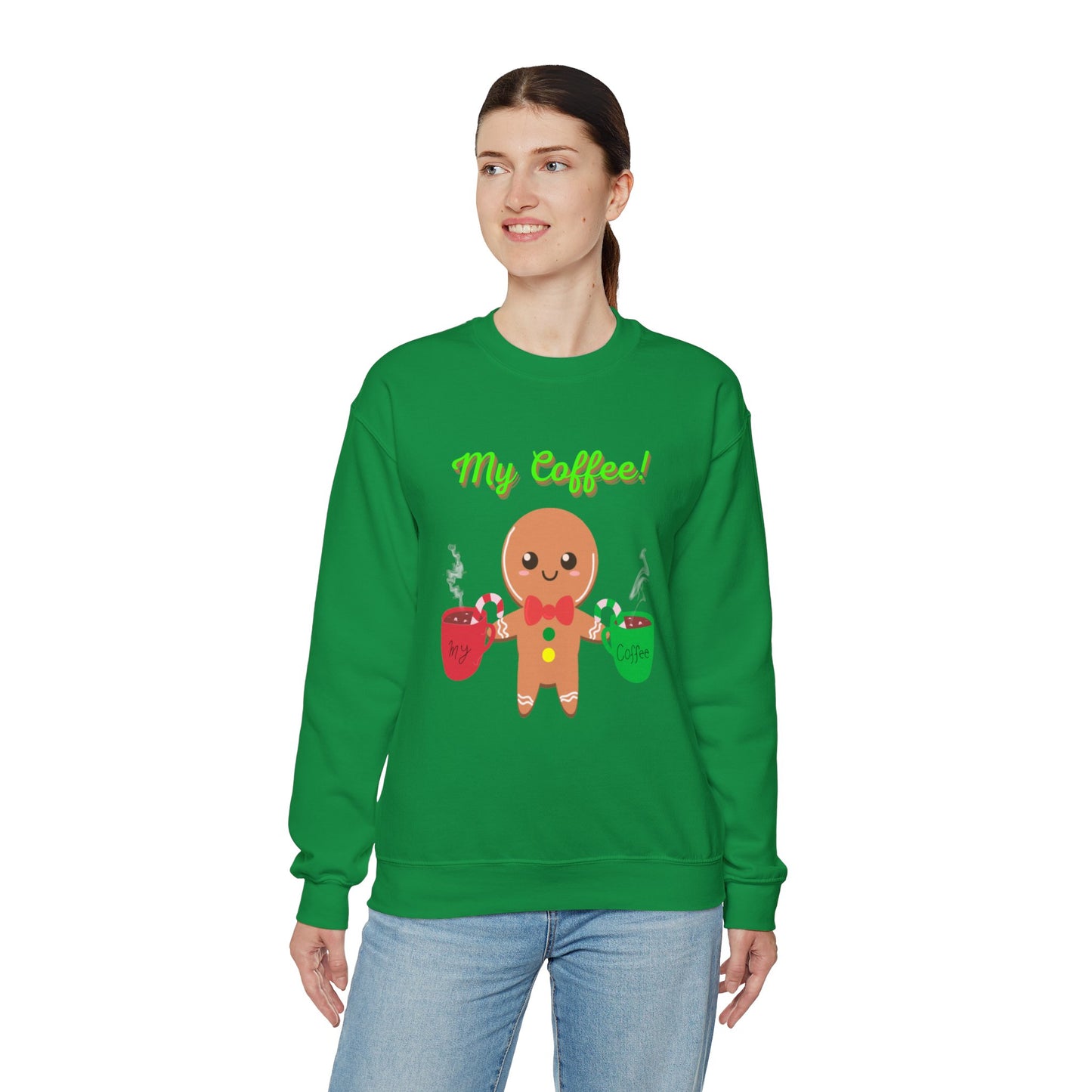 My Coffee Christmas Crewneck Sweatshirt, Gingerbread Man, Mens Gift, Womens Gift, Coffee Lover Shirt