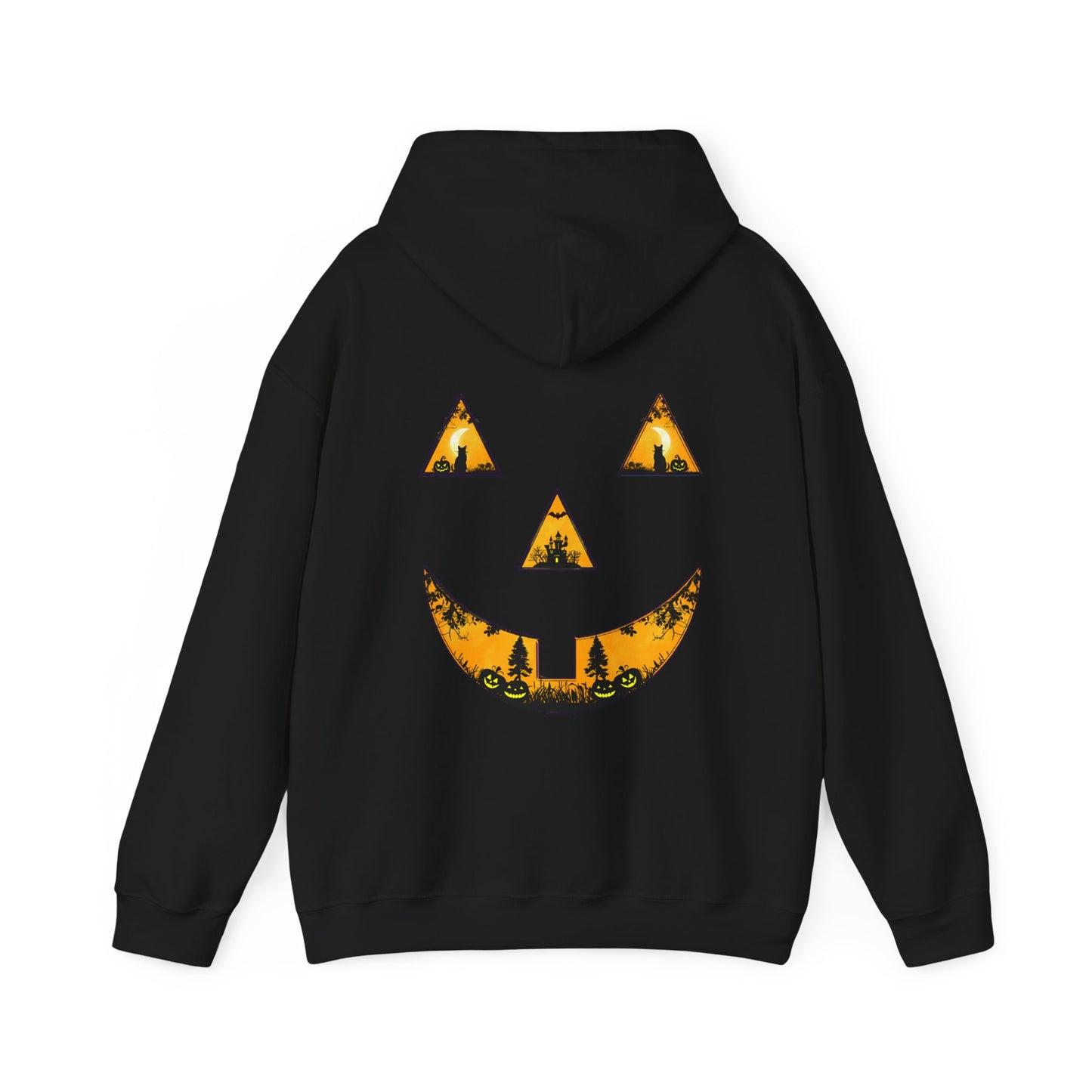 Spooky Autumn Pumpkin Face Hooded Halloween Sweatshirt