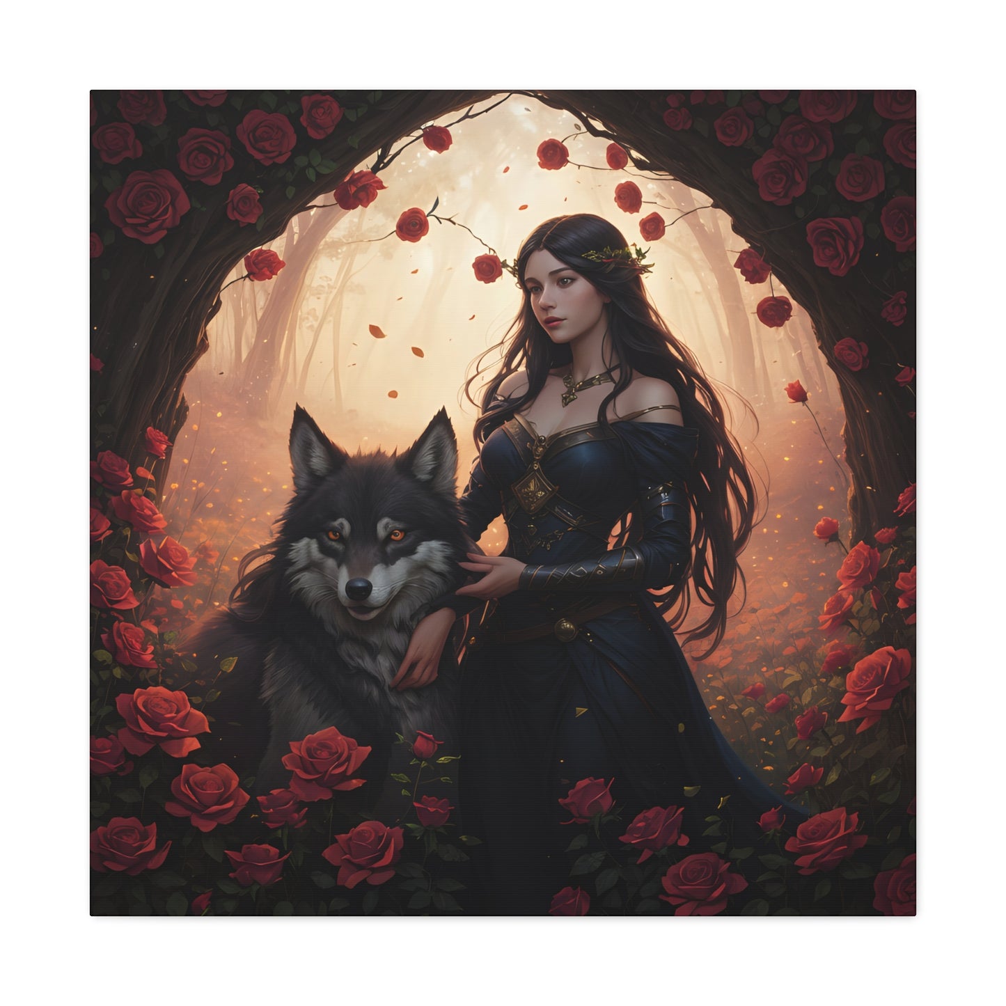 Wolf Enchantress, Canvas Art, Canvas Print, Wall Decor, Original Art, Unique Gifts