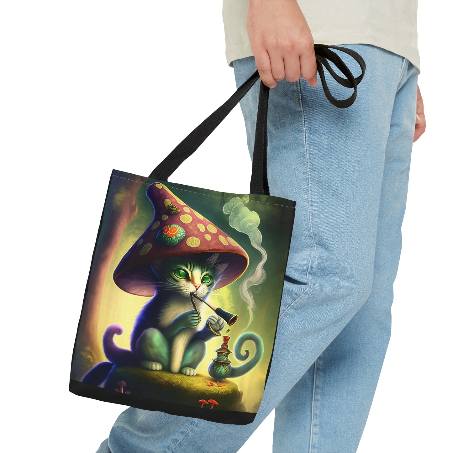 Fae Mushroom Cat,Tote Bag