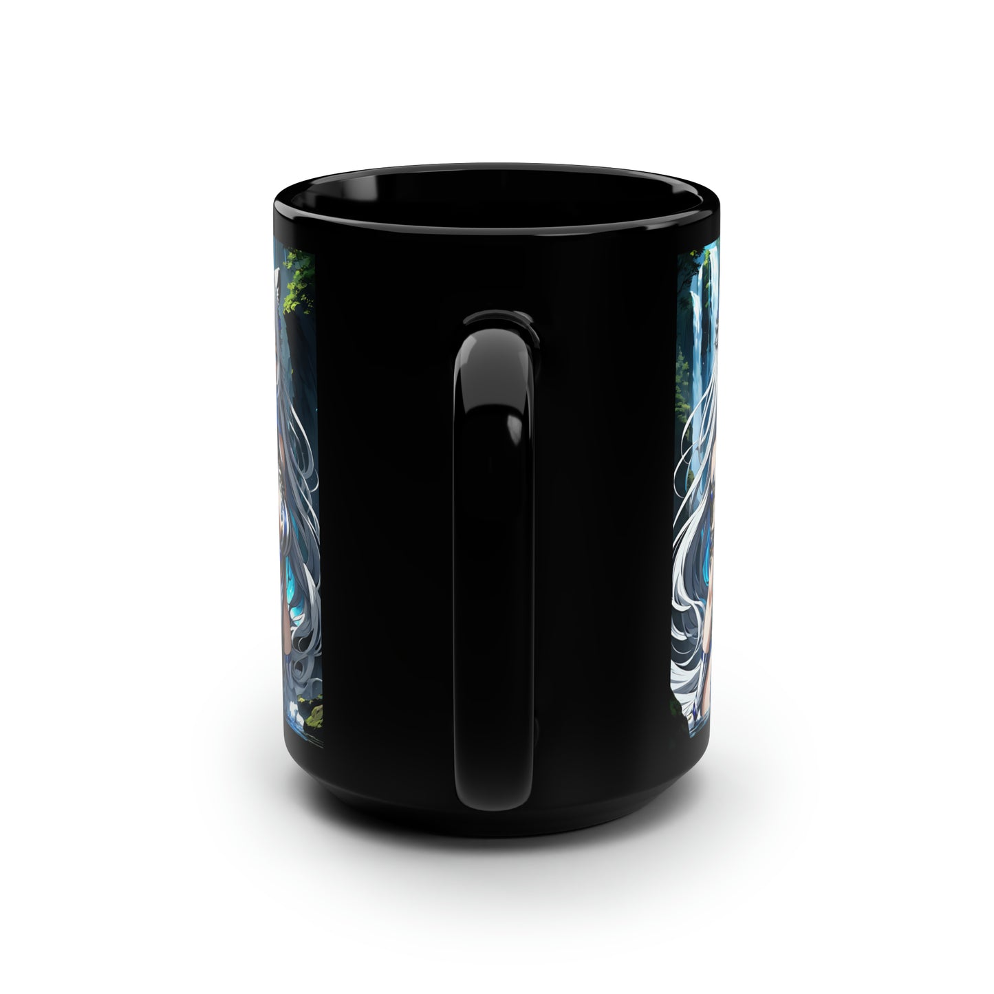 Sapphire Blue Tigress, Black Mug, 15oz