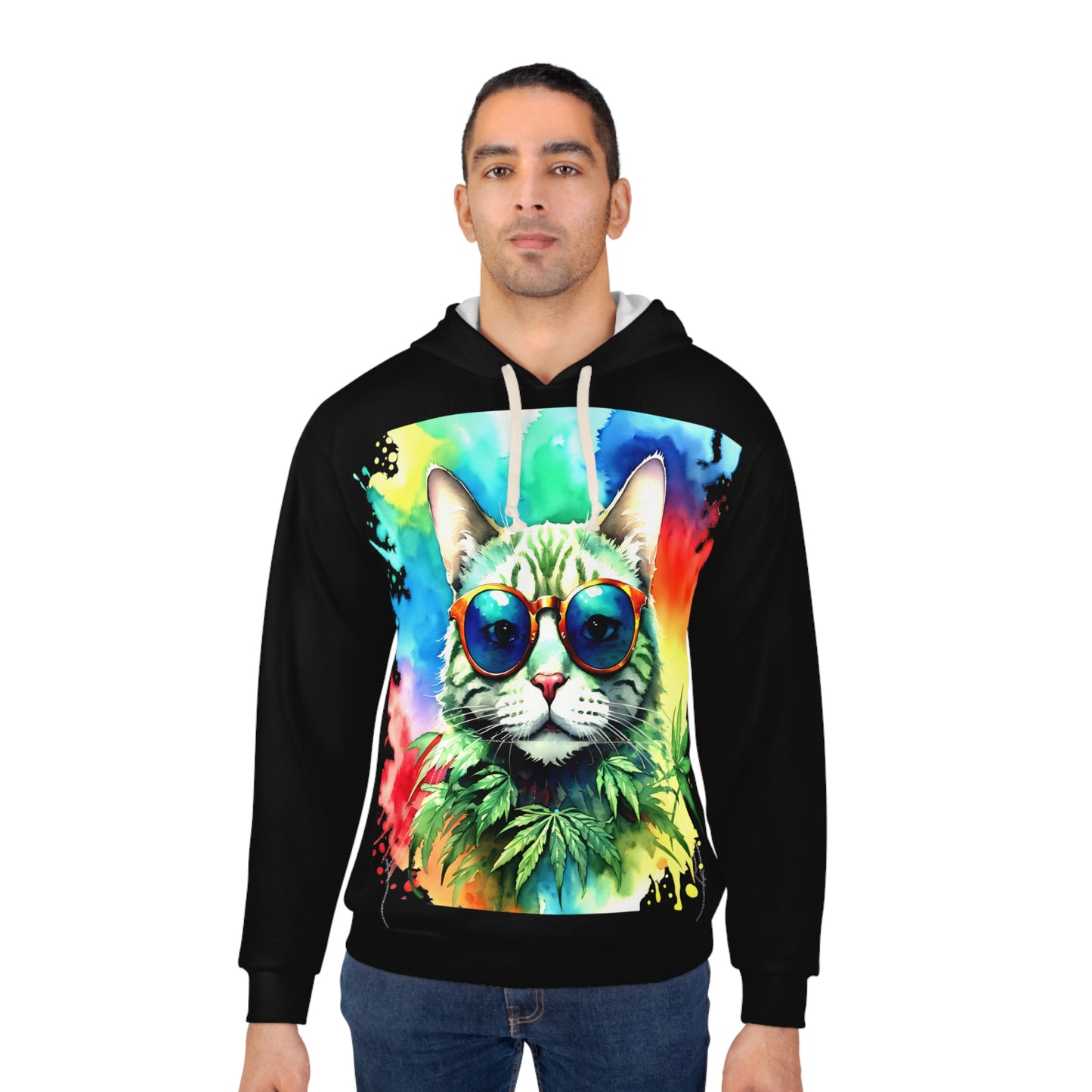 Chasing The Rainbow Cat, Pullover Hoodie (AOP)