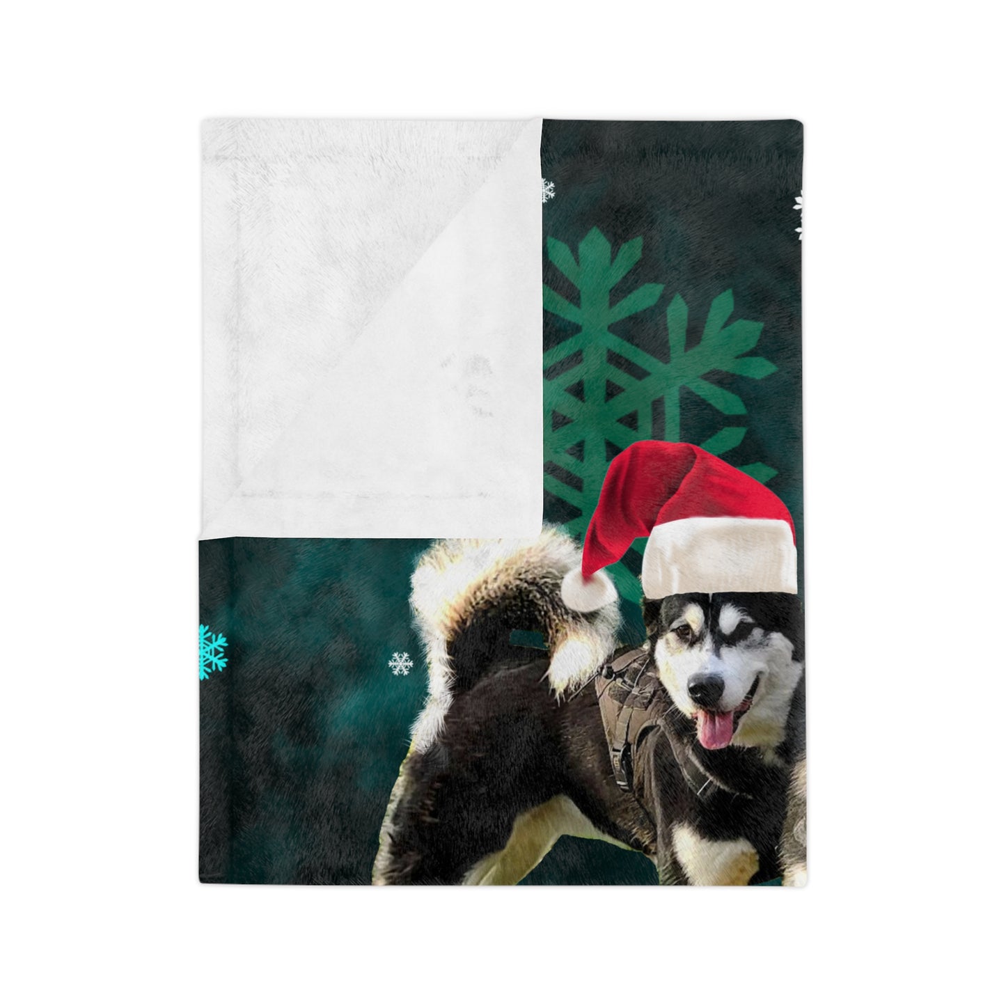 Christmas Malamute Velveteen Minky Blanket