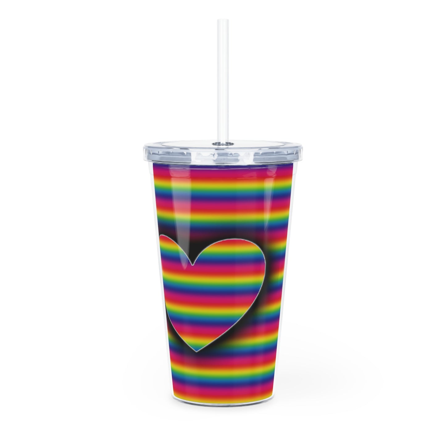 PRIDE Heart Plastic Tumbler with Straw