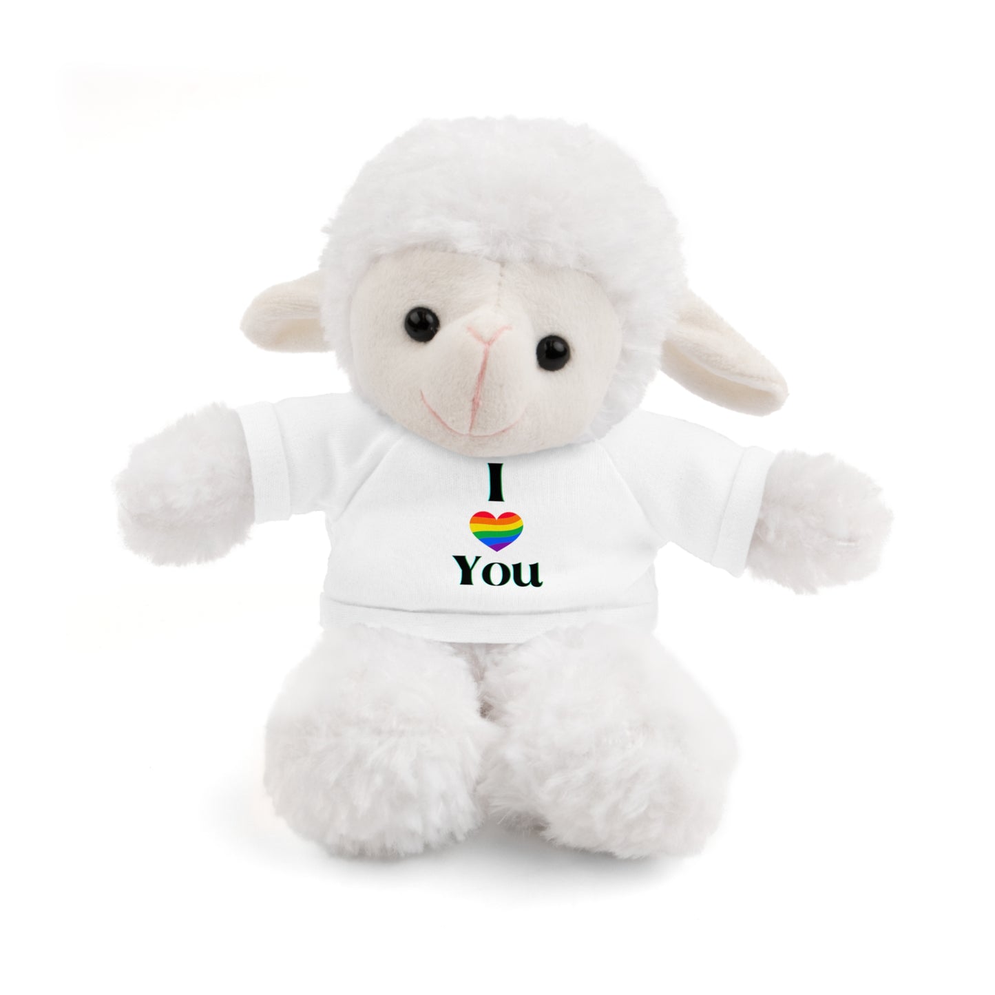 I Heart You Kids Cute Stuffed Animals with Tee; Panda, Sheep, Bunny, Lion, Jaguar, Teddy Bear