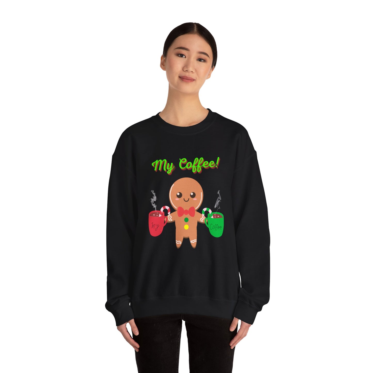 My Coffee Christmas Crewneck Sweatshirt, Gingerbread Man, Mens Gift, Womens Gift, Coffee Lover Shirt