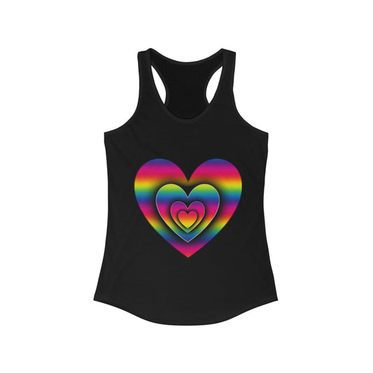 PRIDE 3D Heart Women's Ideal Racerback Tank